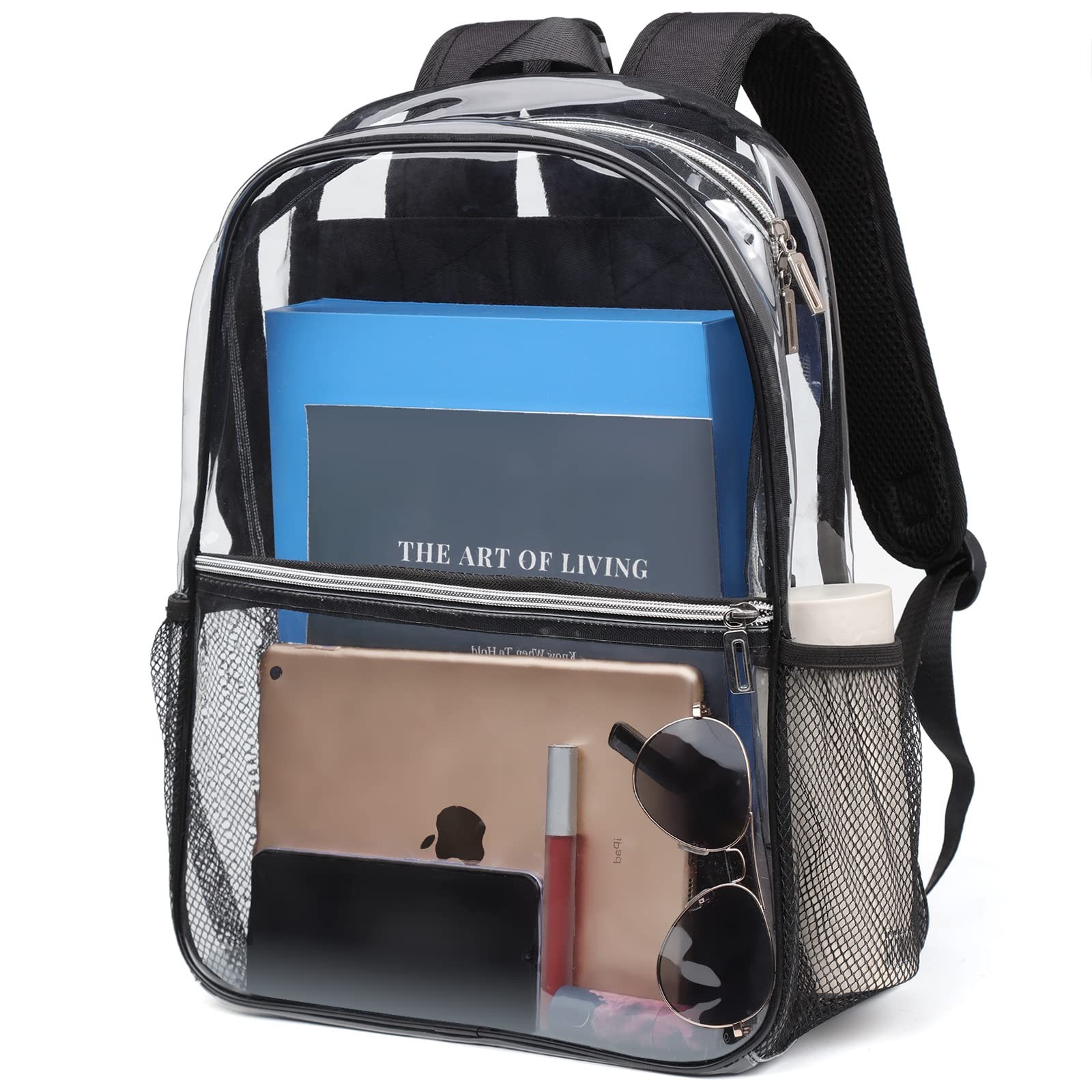 Heavy Duty Clear Backpack – Large Transparent See-Through Bag for Travel & Colle