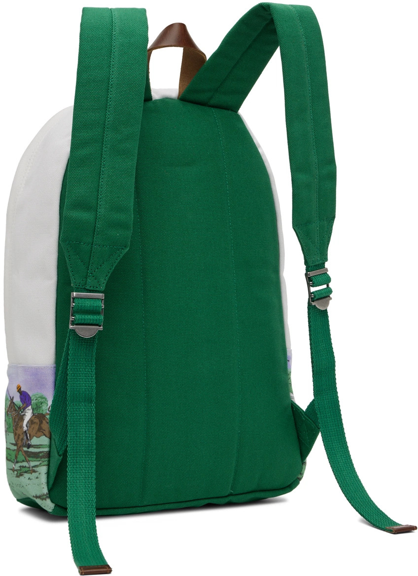 Ralph Lauren Polo Equestrian Print Canvas Backpack Horses Game Scene New