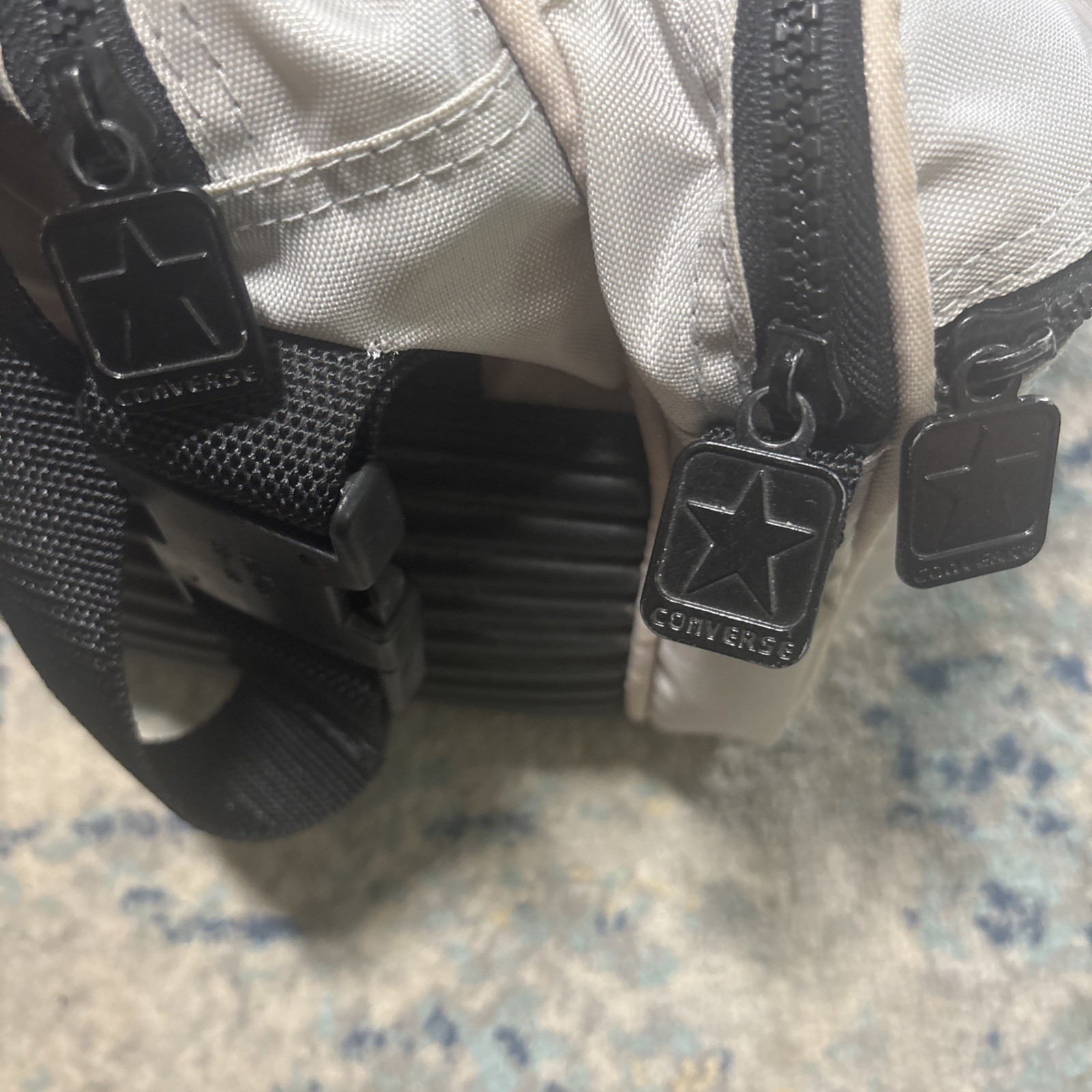 VTG Converse Black Gray Gym Bag Zip Canvas c90’s No Rips/Tears Old School Cool!