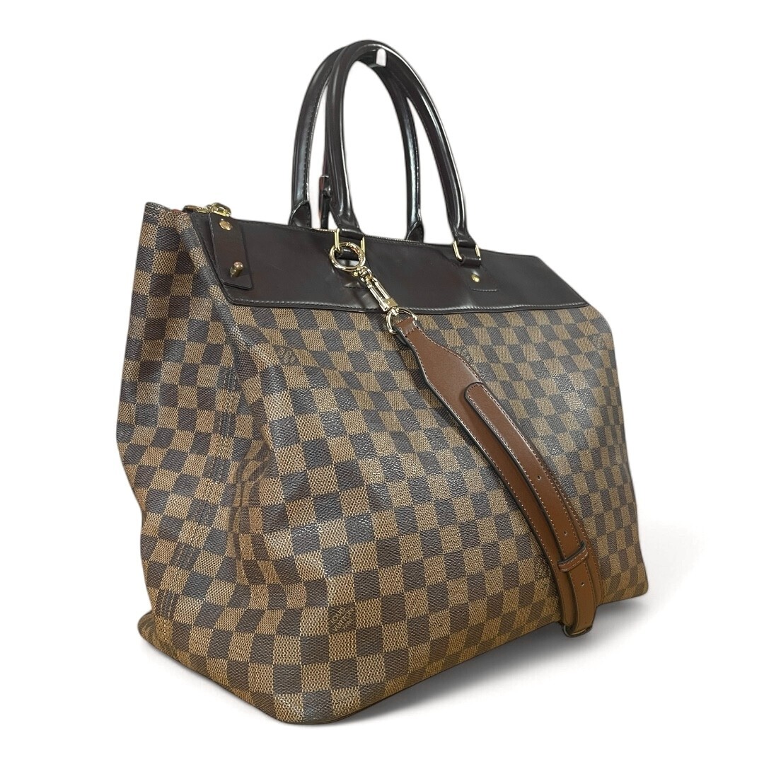 LOUIS VUITTON Damier Ebene Greenwich Canvas Leather Travel Gym Tote Bag Weekend