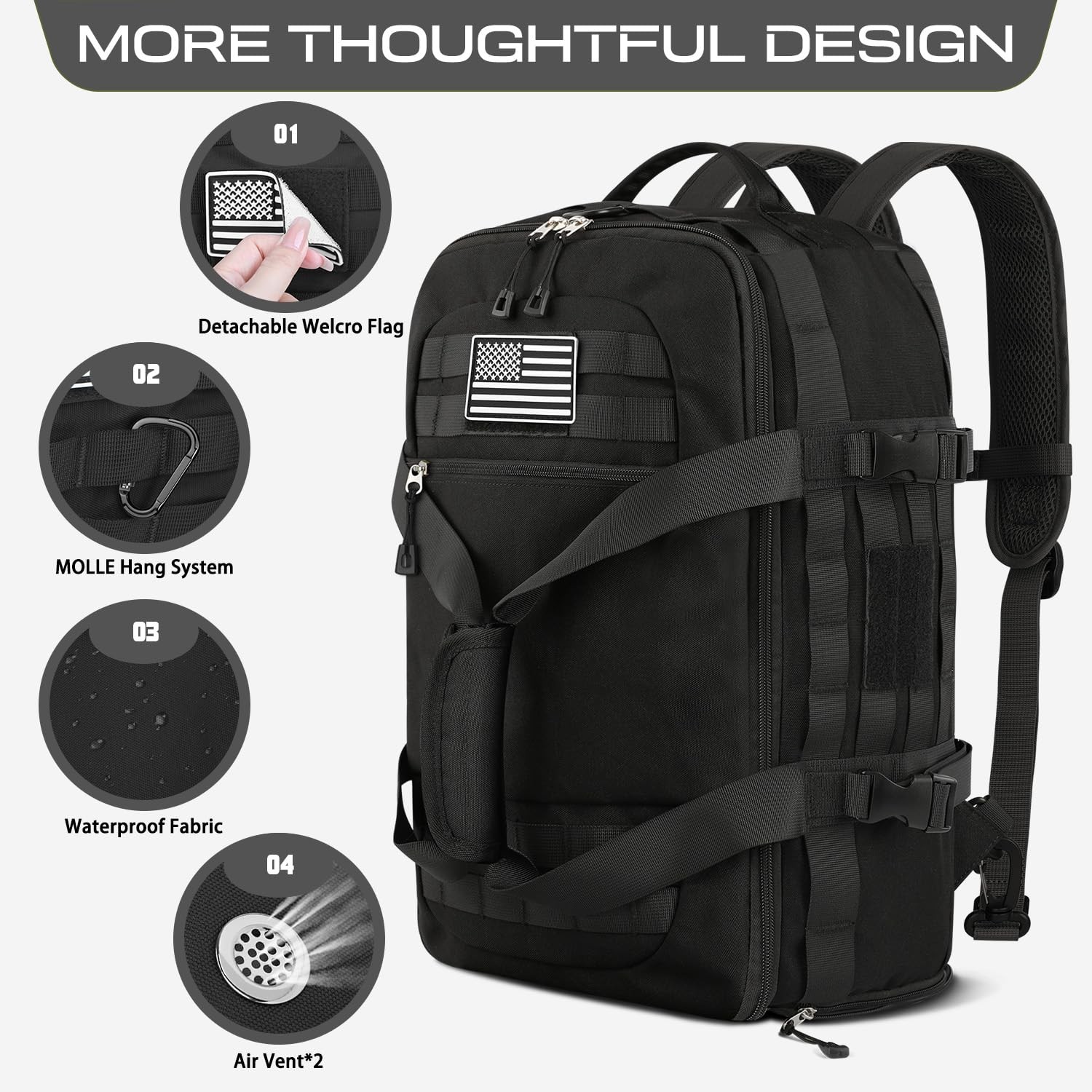 Gym Bags for Men Women, Tactical Duffle Bag Backpack with Shoe Compartment, 3…