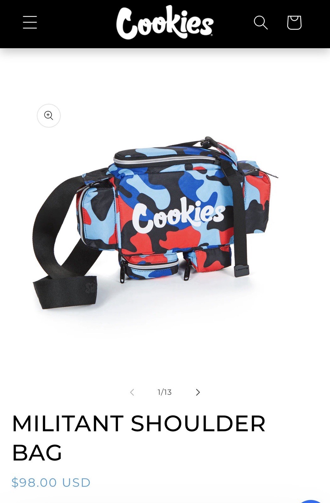 Cookies MILITANT SHOULDER BAG Smell Proof blue Camo