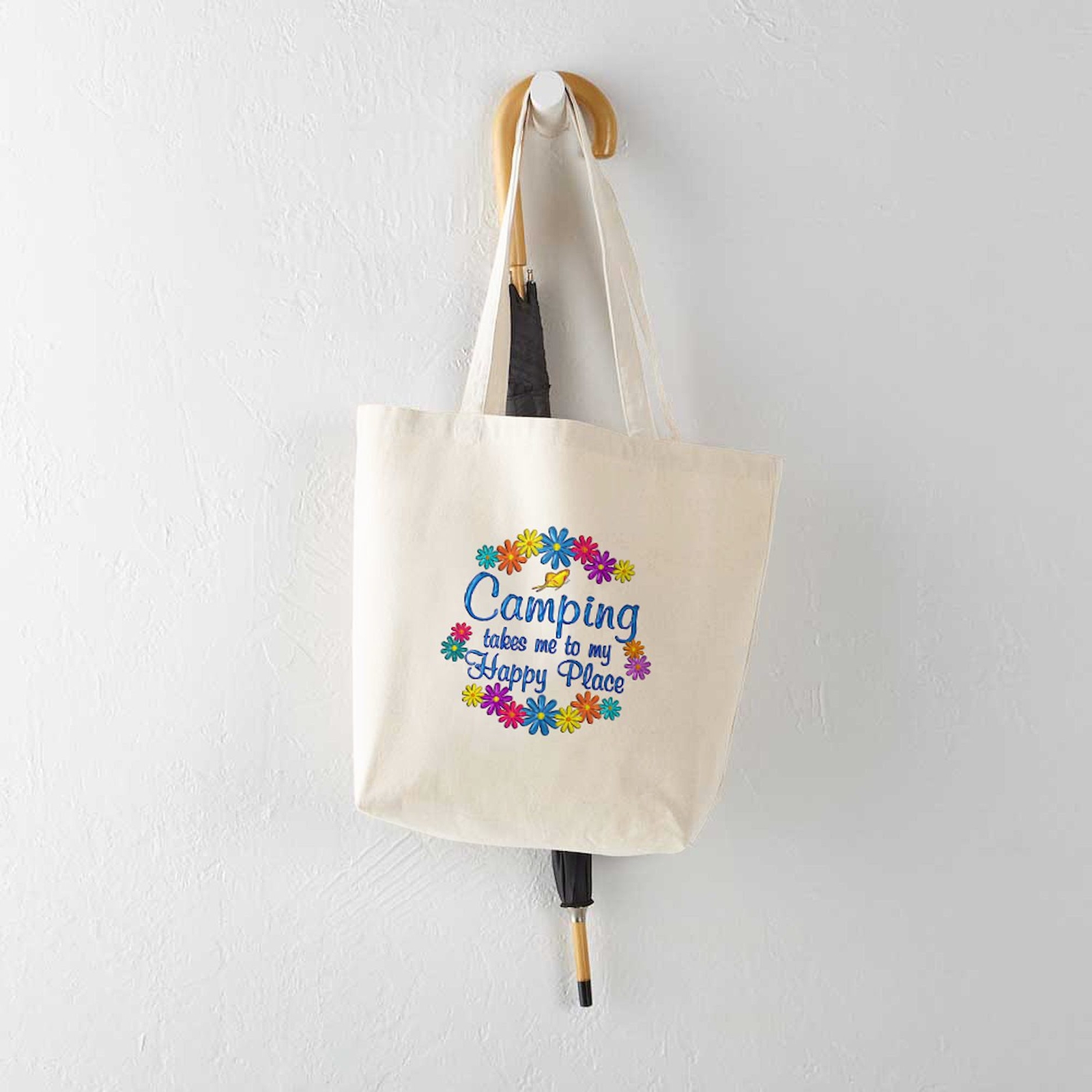 CafePress Camping Happy Place Tote Bag (1306949127)