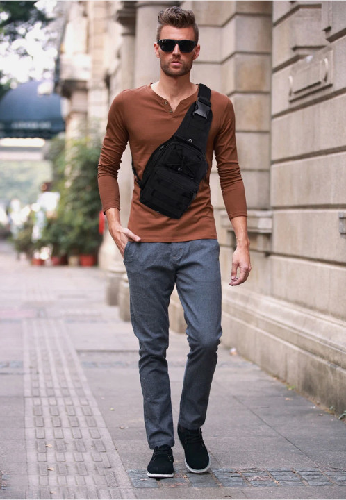 Outdoor Mens Backpack Tactical Sling Shoulder Bag Molle Travel Chest Pack Hiking