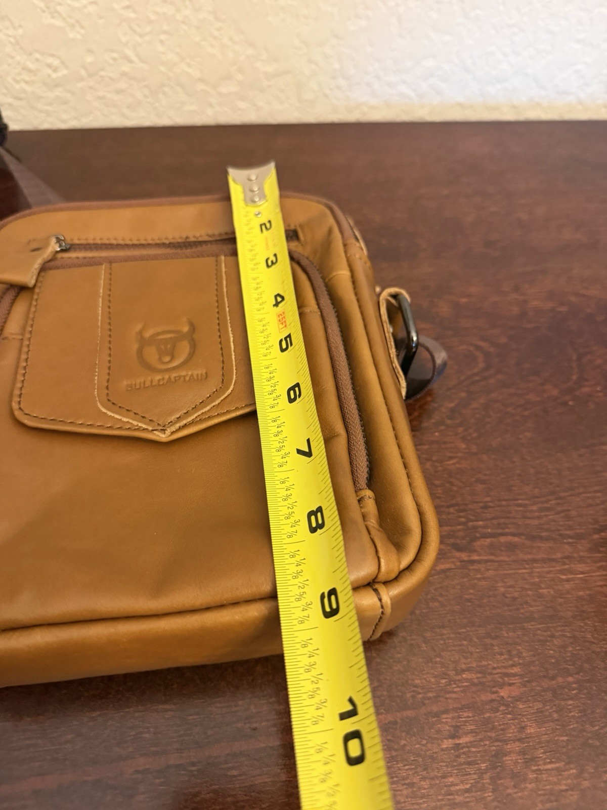 Bull Captain Leather Shoulder Crossbody Bag Messenger Adjust Strap Camel Brown