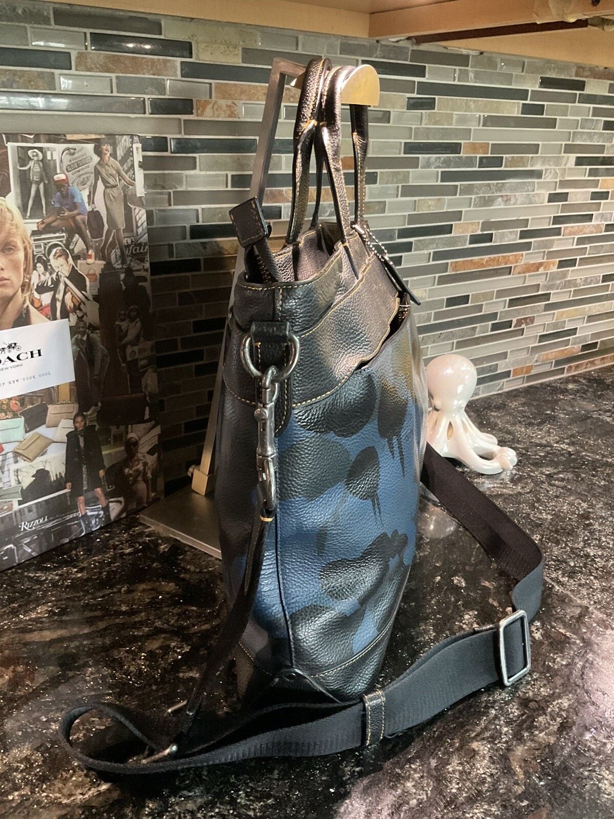 COACH Metropolitan Soft Helmet Bag WILD BEAST CAMOUFLAGE 57780 Blue