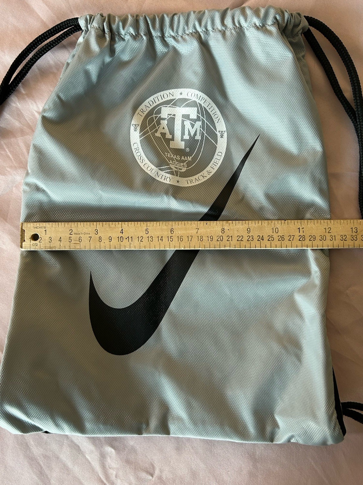 Nike Texas A&M Drawstring Cross Country Track and Field Bag Grey Black