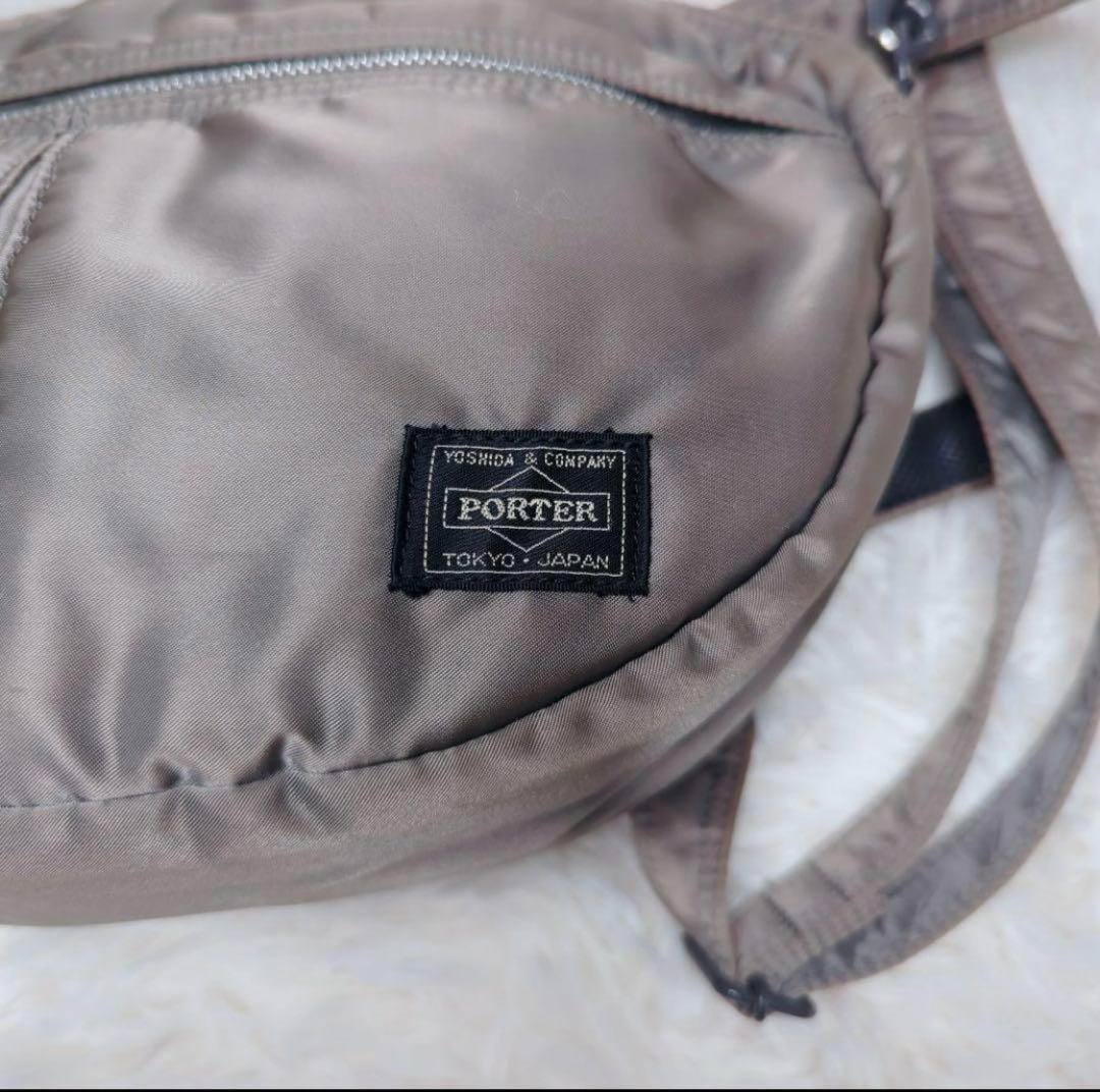 PORTER Tanker Oval Shoulder Bag Silver Gray Yoshida Japan Kaban Rare Used