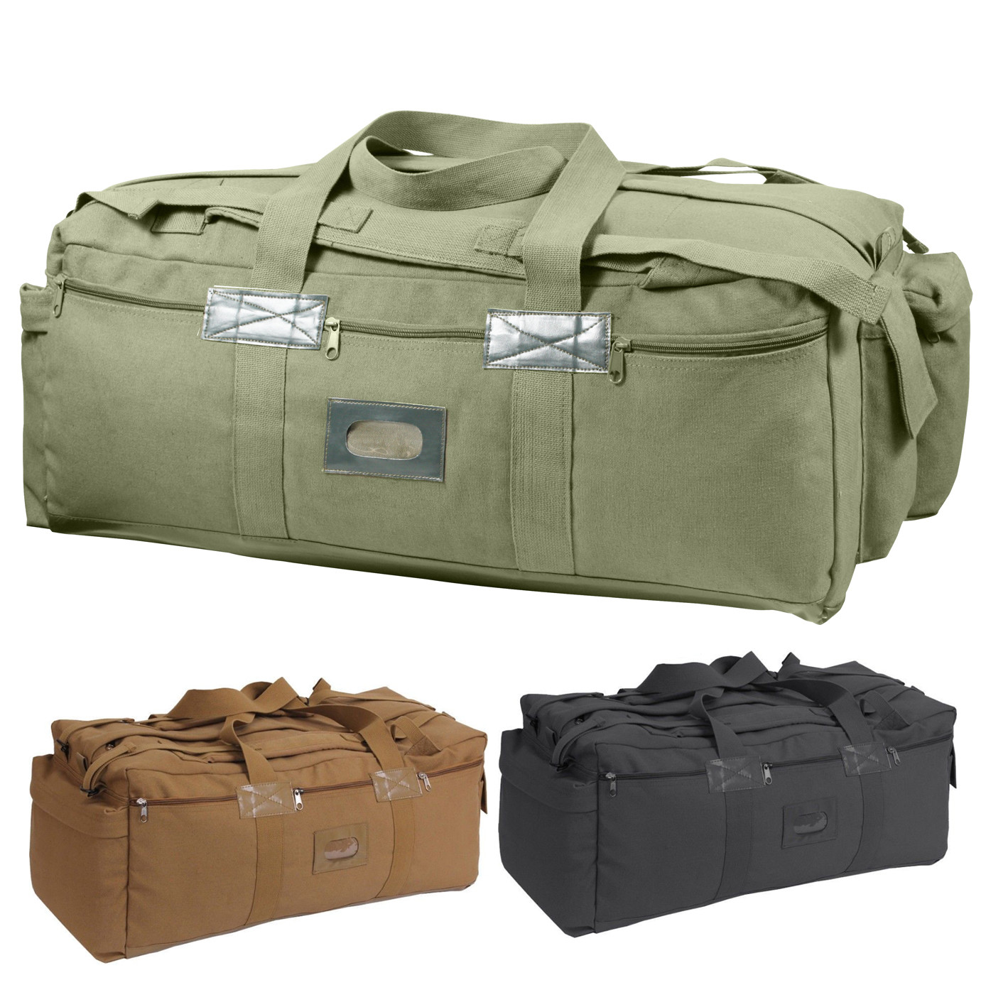 Tactical Canvas Duffle Bag & Backpack, Israeli IDF Mossad Double Strap Knapsack