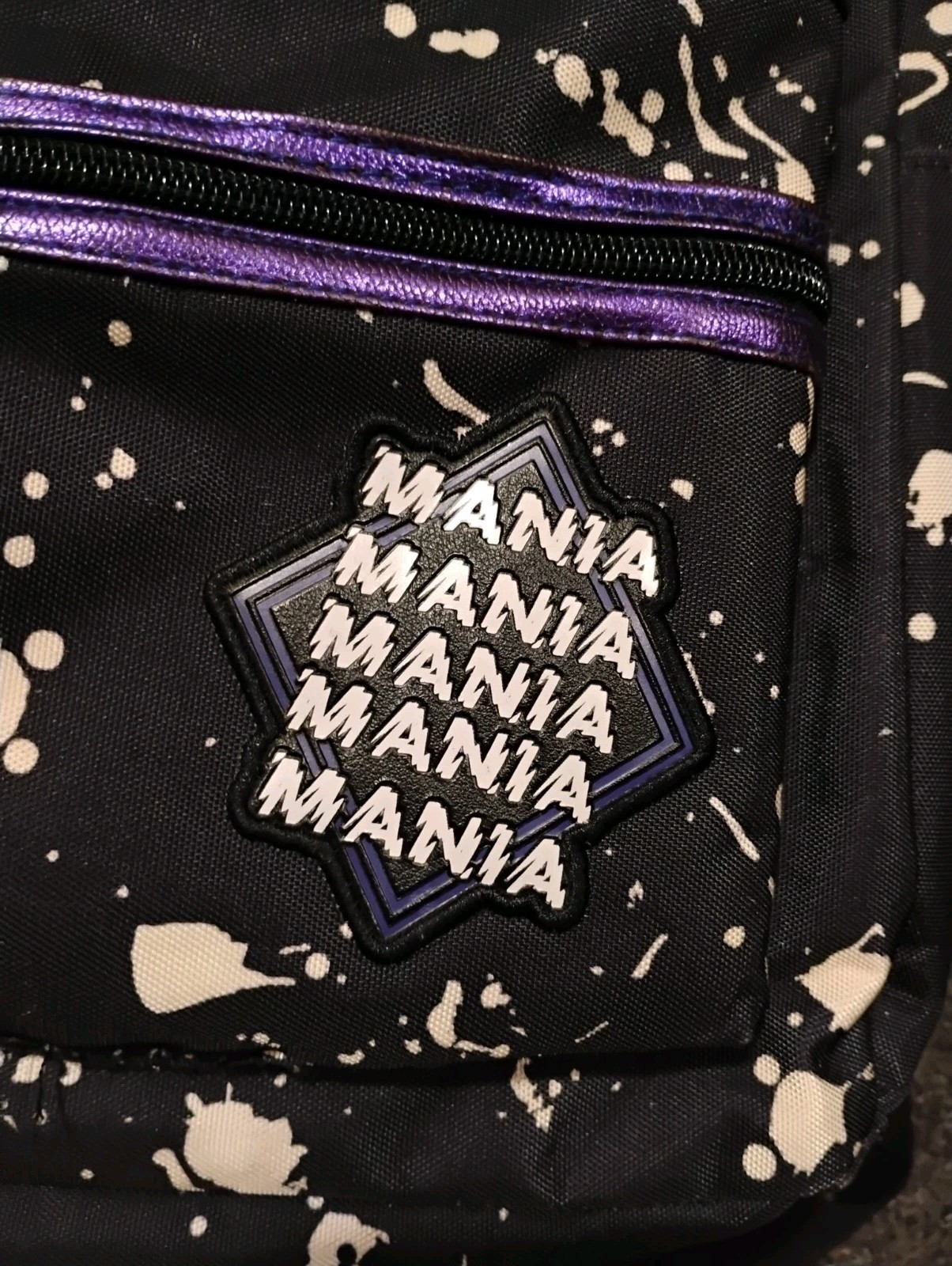 Fall Out Boy Paint Splatter Mania Backpack Black And Purple