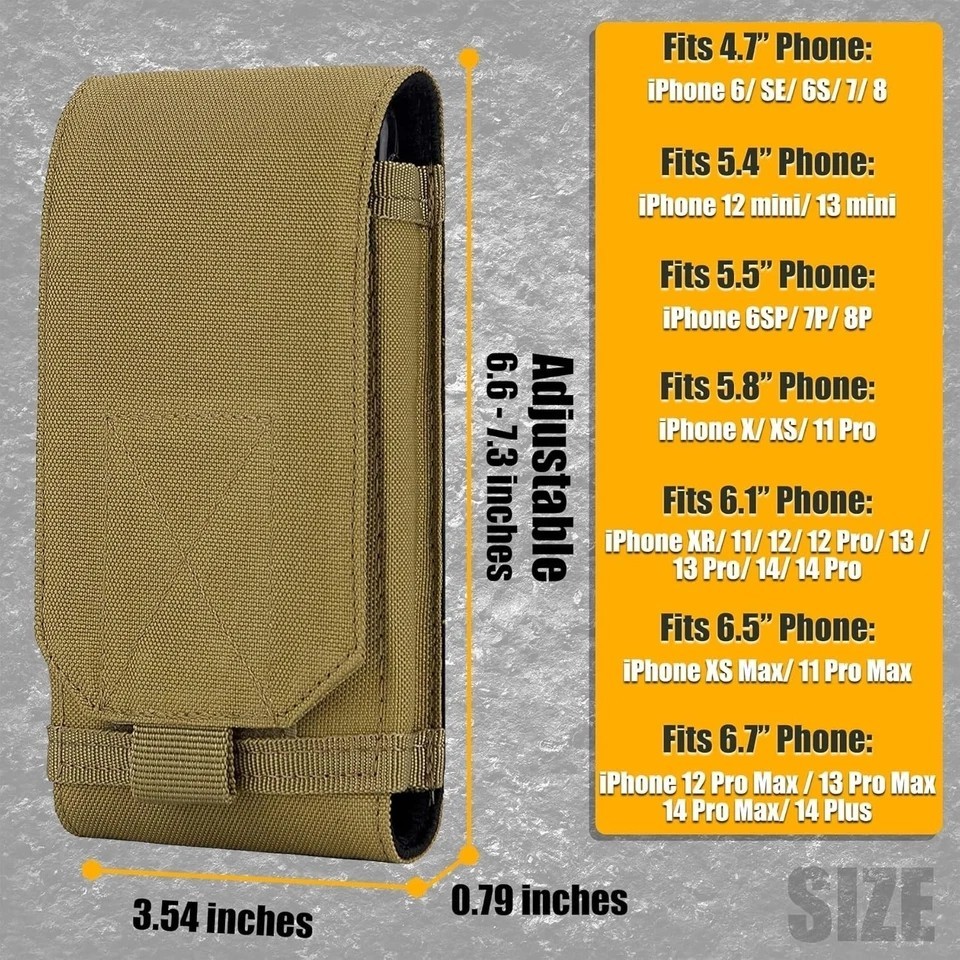 Tactical Molle Cell Phone Bag Case with Belt Clip Loop Holster Pouch Carry Cover