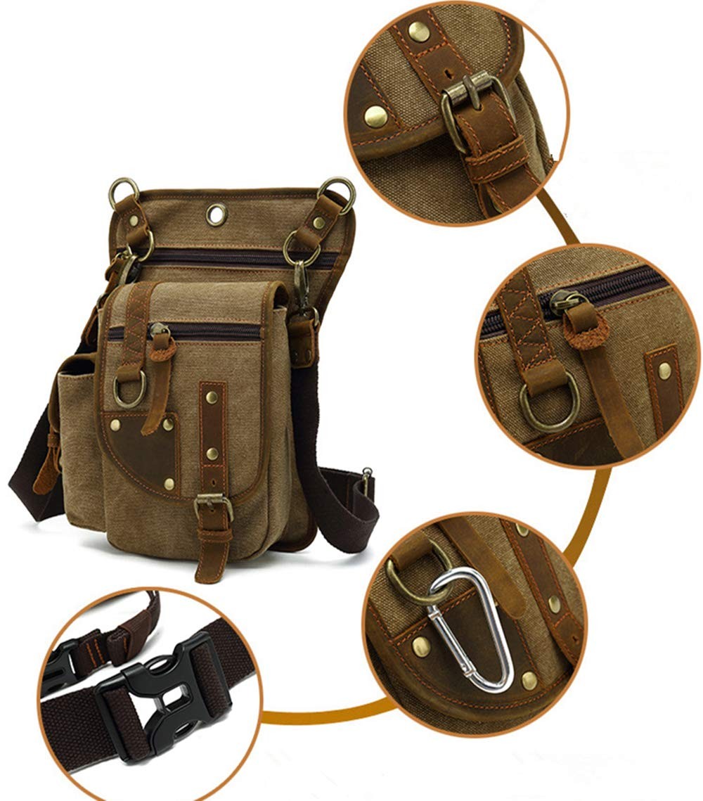 Canvas Drop Leg Bag 22x7x30cm Tactical Thigh Waist Pack for Men Women – Outdoor