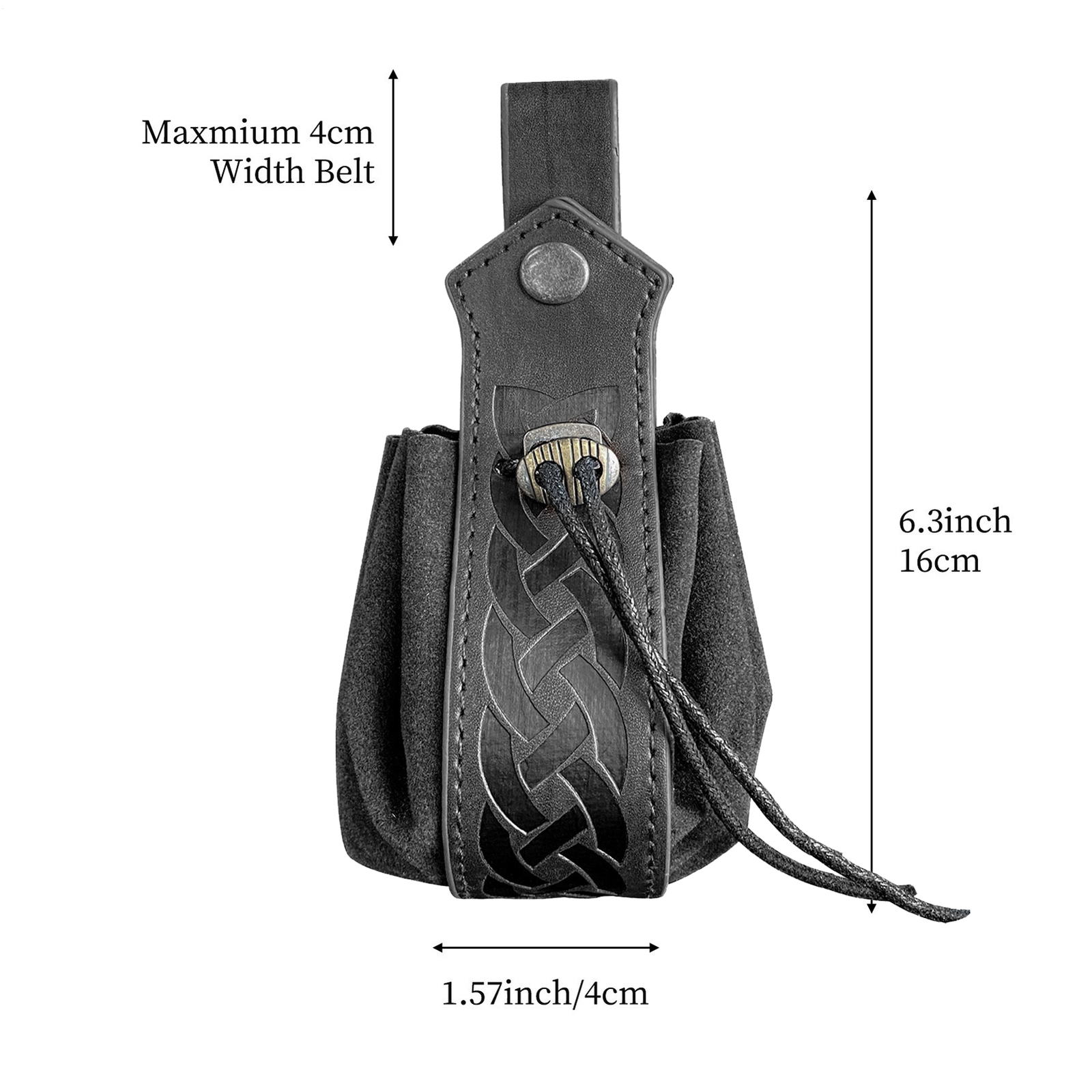 Leather Drawstring Wrist Pouch Coin Purse Change Money Bag Wallet Note Case
