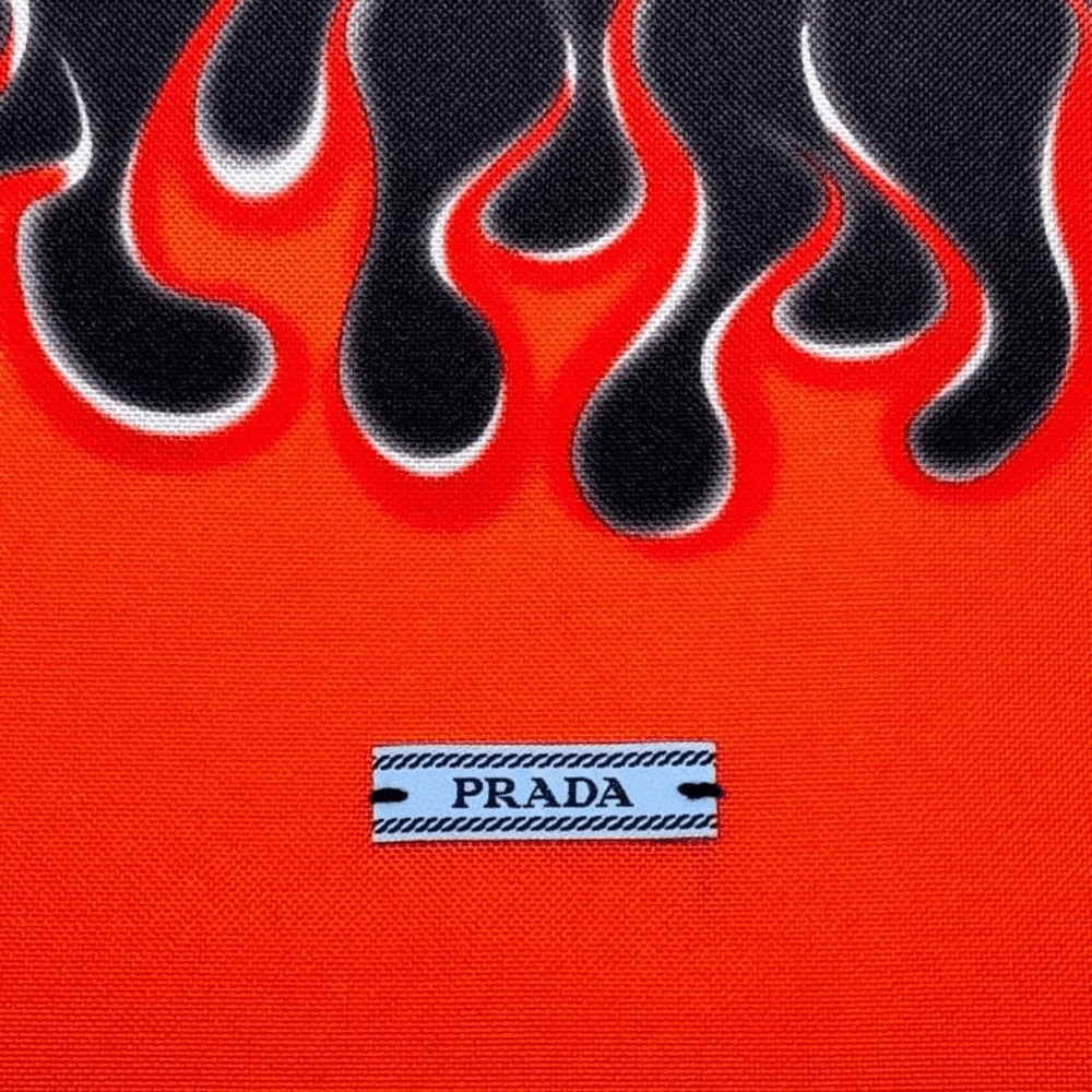 PRADA Flame Drawstring Dust Bag in Orange/Black(Size 7.5″ x 9″)