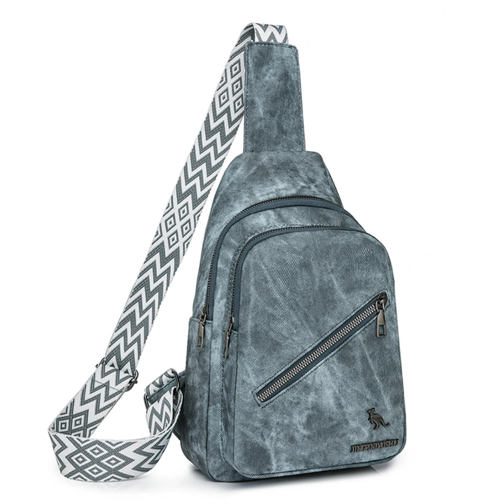PU Leather Chest Bag Small Waist Bag Adjustable Guitar Strap Crossbody Sling Bag
