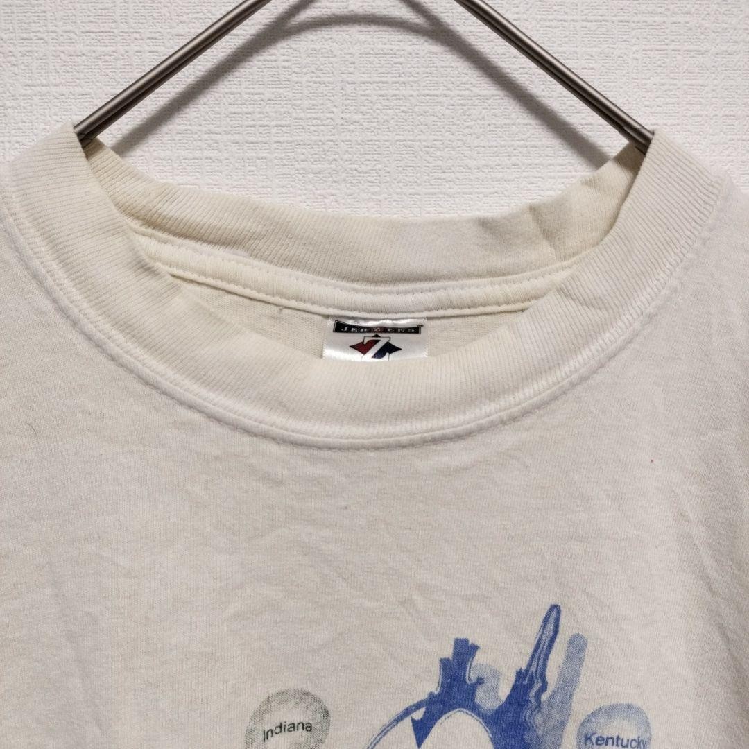Jerseys Fish Print Crew Neck Short Sleeve Cut and Sewn M White Cotton Souvenir