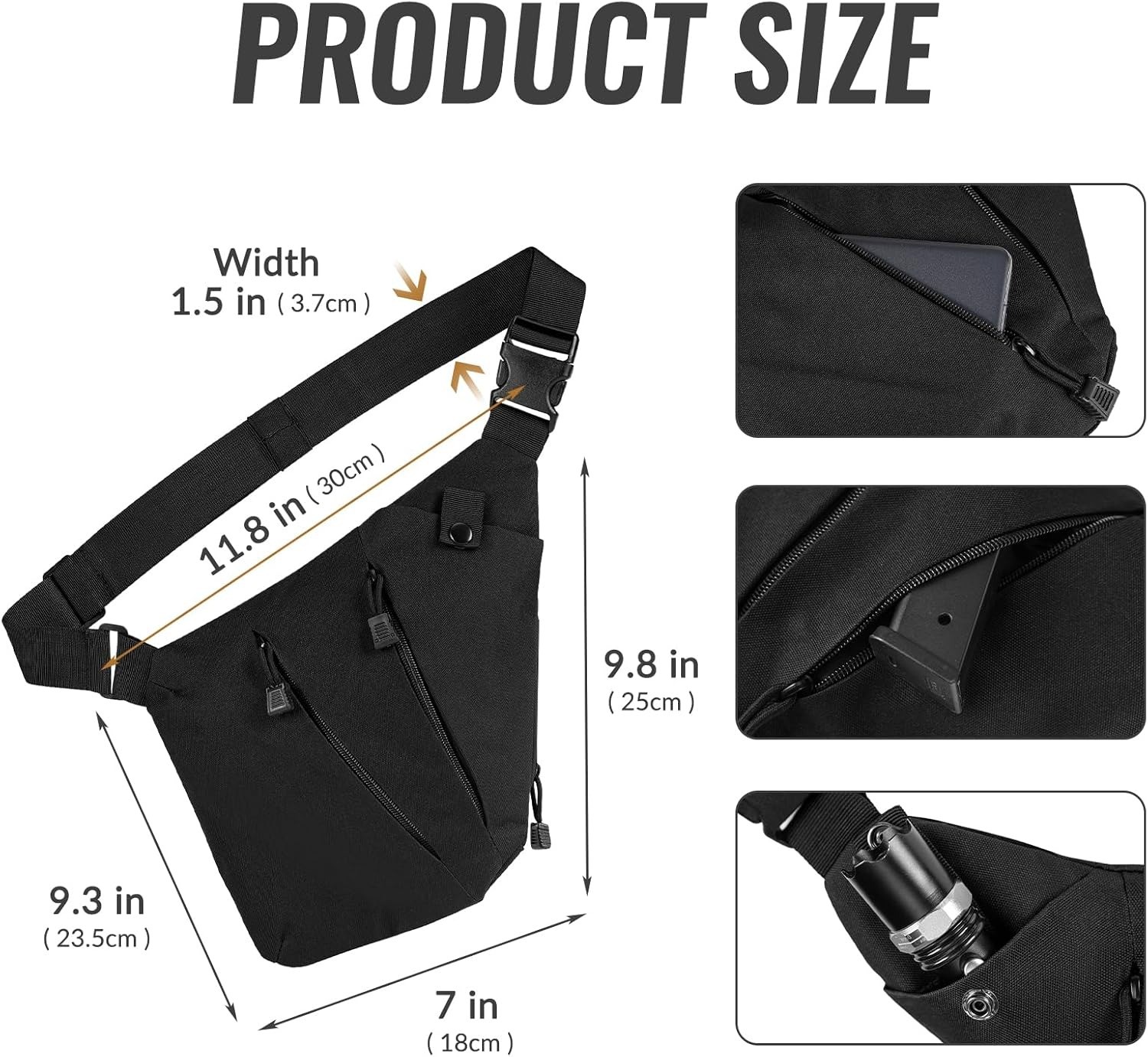 Tactical Concealed Carry Crossbody Sling Bag Travel Anti-Thief CCW EDC Carry Bag