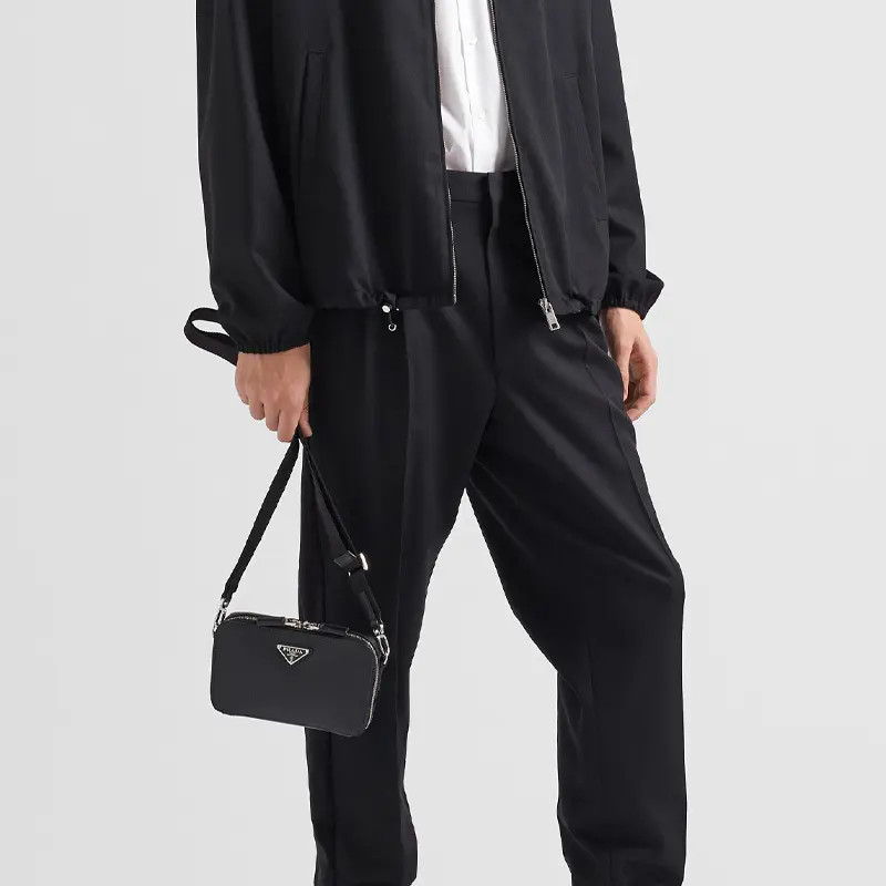 PRADA Brique Leather Crossbody bag Men’s 7.5×1.4×4.5 in
