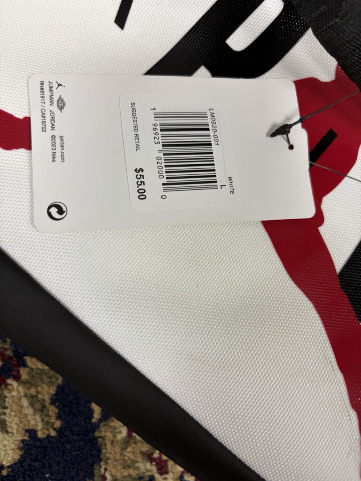 Nike Air Jordan Athletic Brand Duffel Bag White Black Red LM0168 001 Shoe Garage