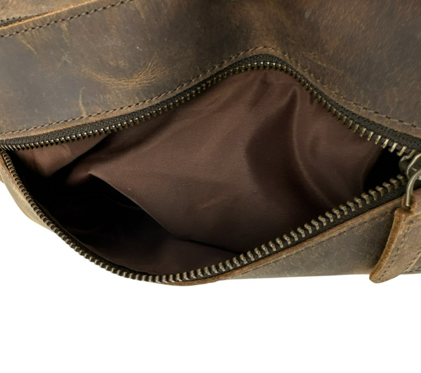 KomalC Men’s Toiletry Travel Bag Brown Buffalo Distressed Leather Dopp Kit
