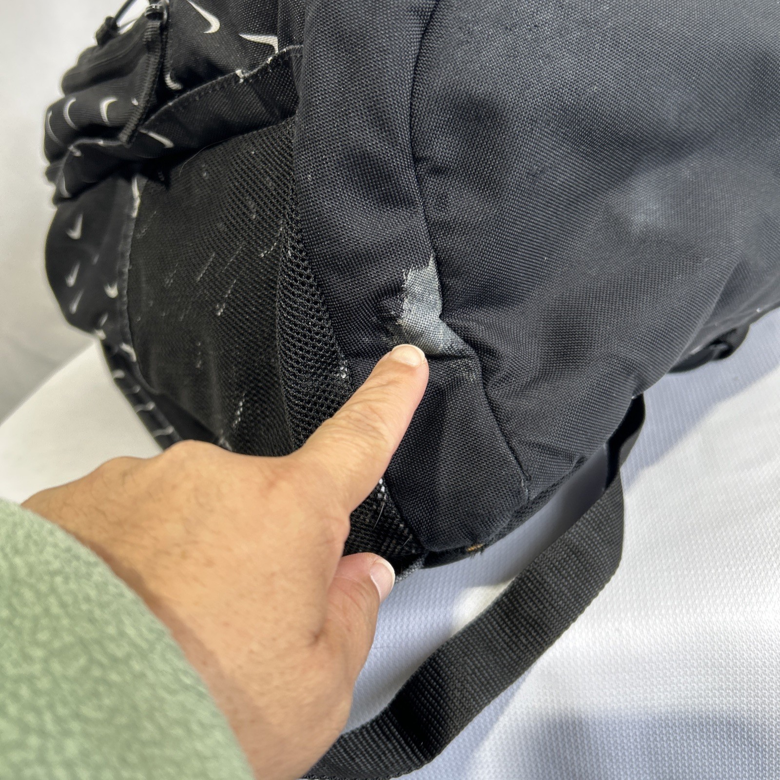 Nike Backpack Black White All Over Swoosh Print School Gym Bag