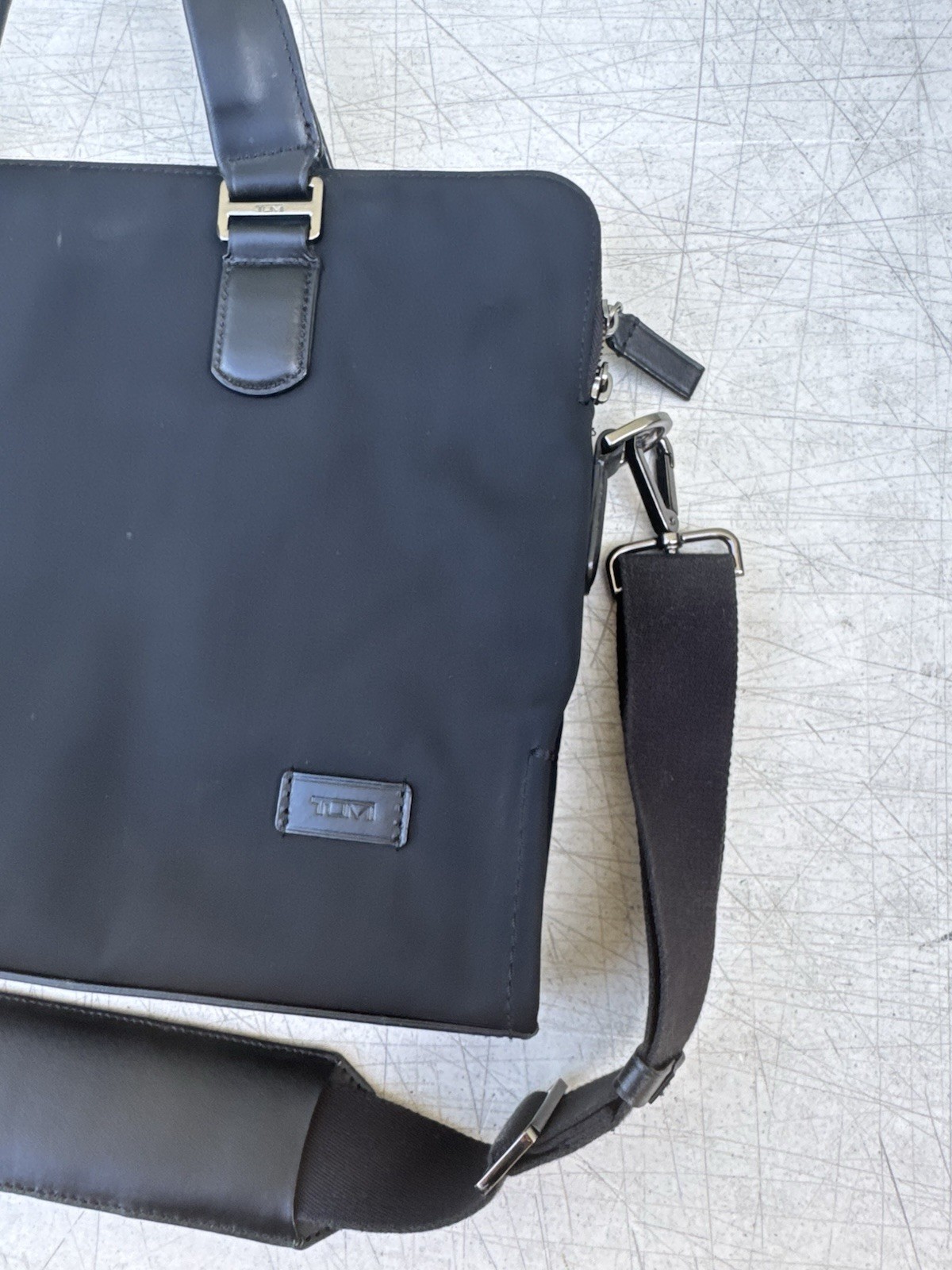 TUMI Harrison Seneca Slim Briefcase Black Nylon Leather Laptop Bag 66000D