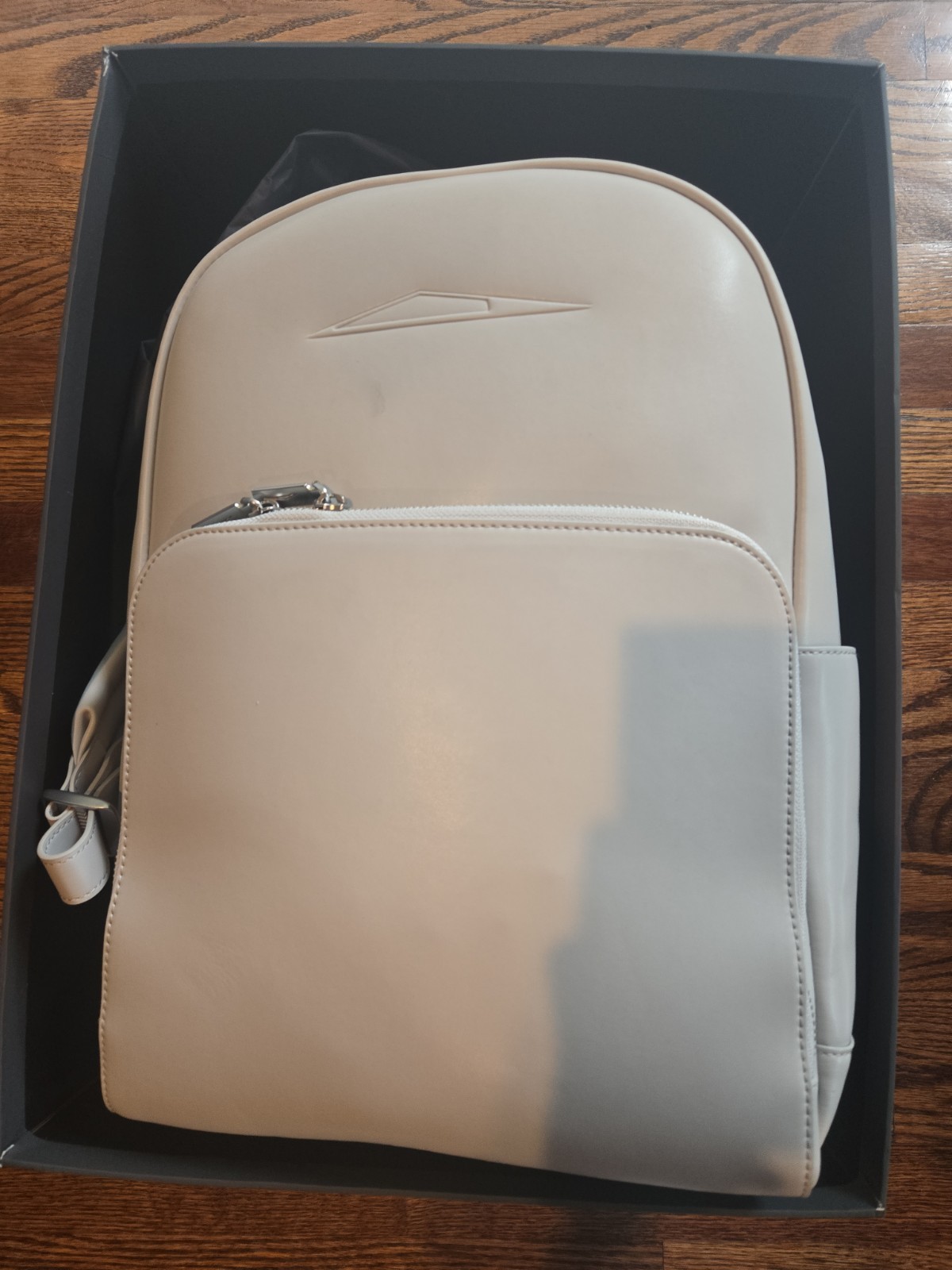 Tesla Cybertruck Elevate Backpack Grey Vegan Leather Tesla Store w/ Satin Cover