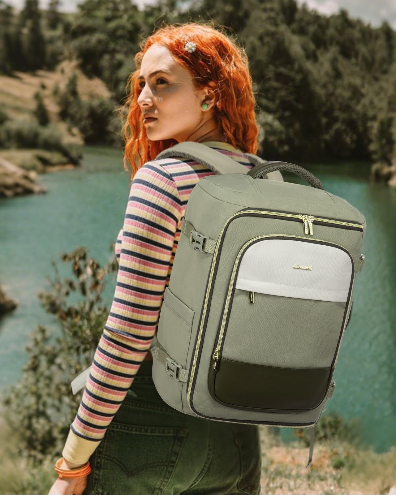 LOVEVOOK 40L TSA Approved Travel Backpack for Women, Fits 17″ Laptop