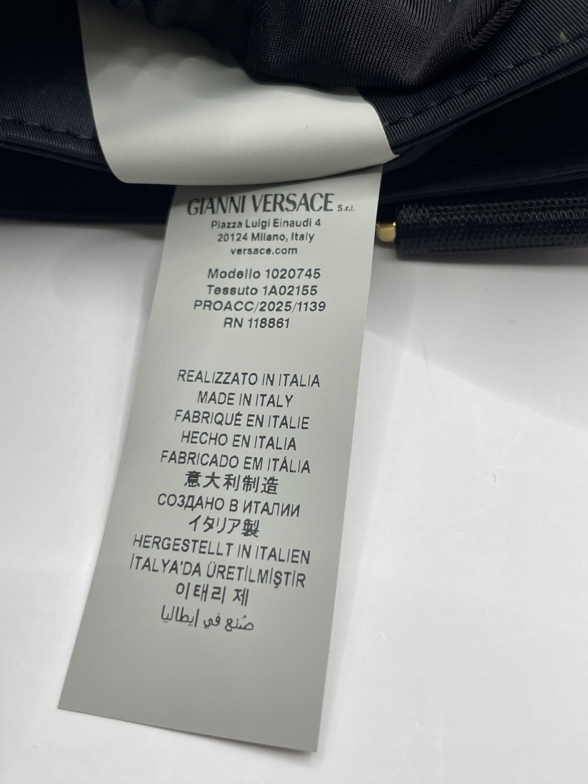 VERSACE Flat Crossbody Bag Fabric Calf Leather Black $850 Retail