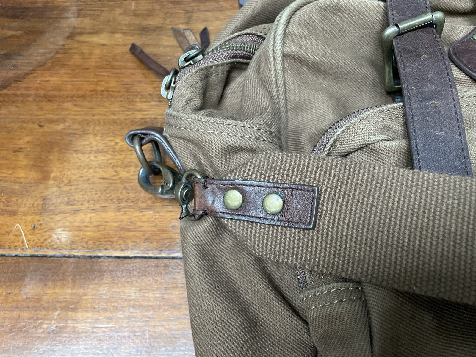 J Crew Leather Canvas Twill Weekender Duffel Travel Bag