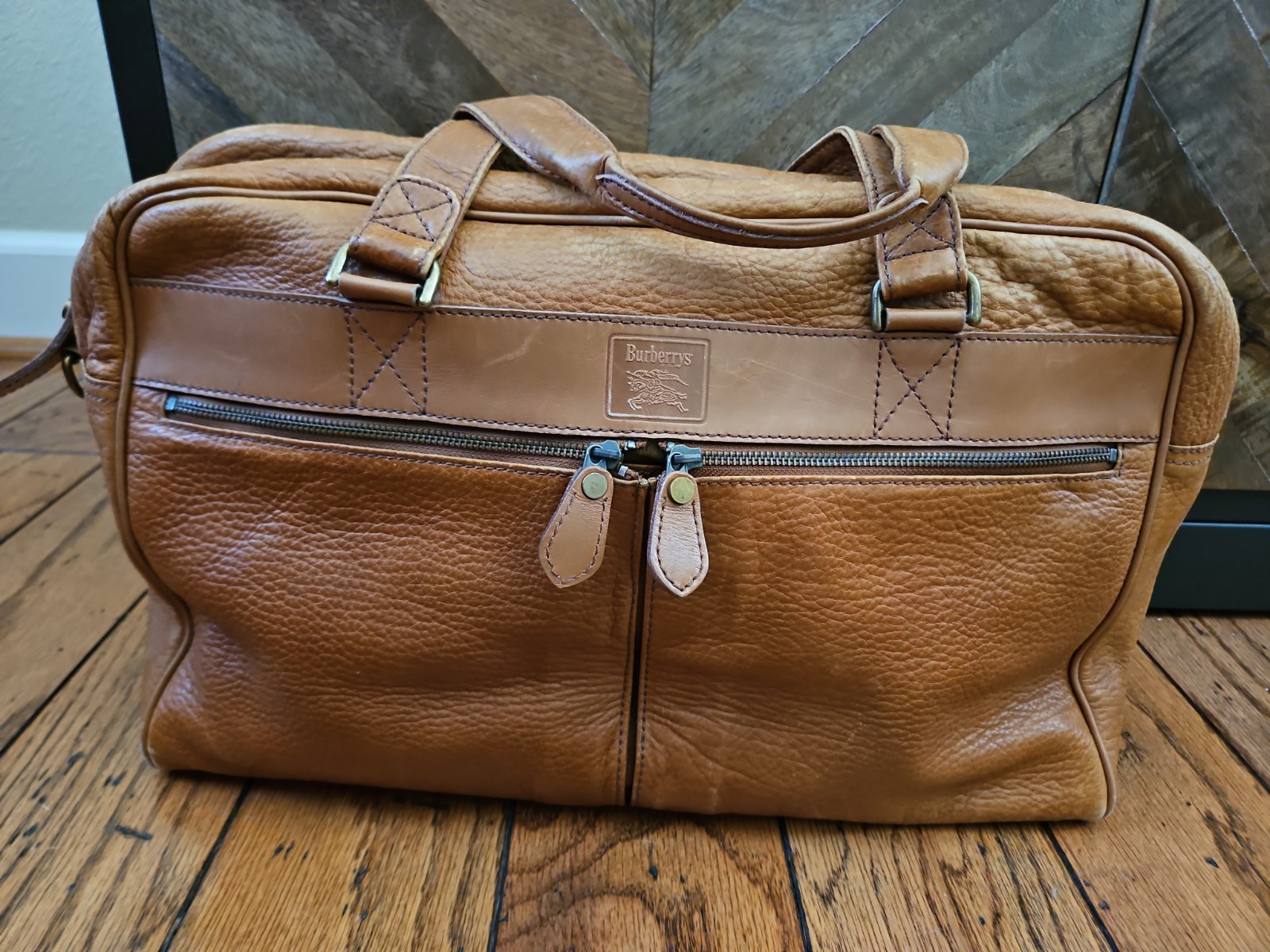 Vintage Burberrys Tan Leather Briefcase Business Bag