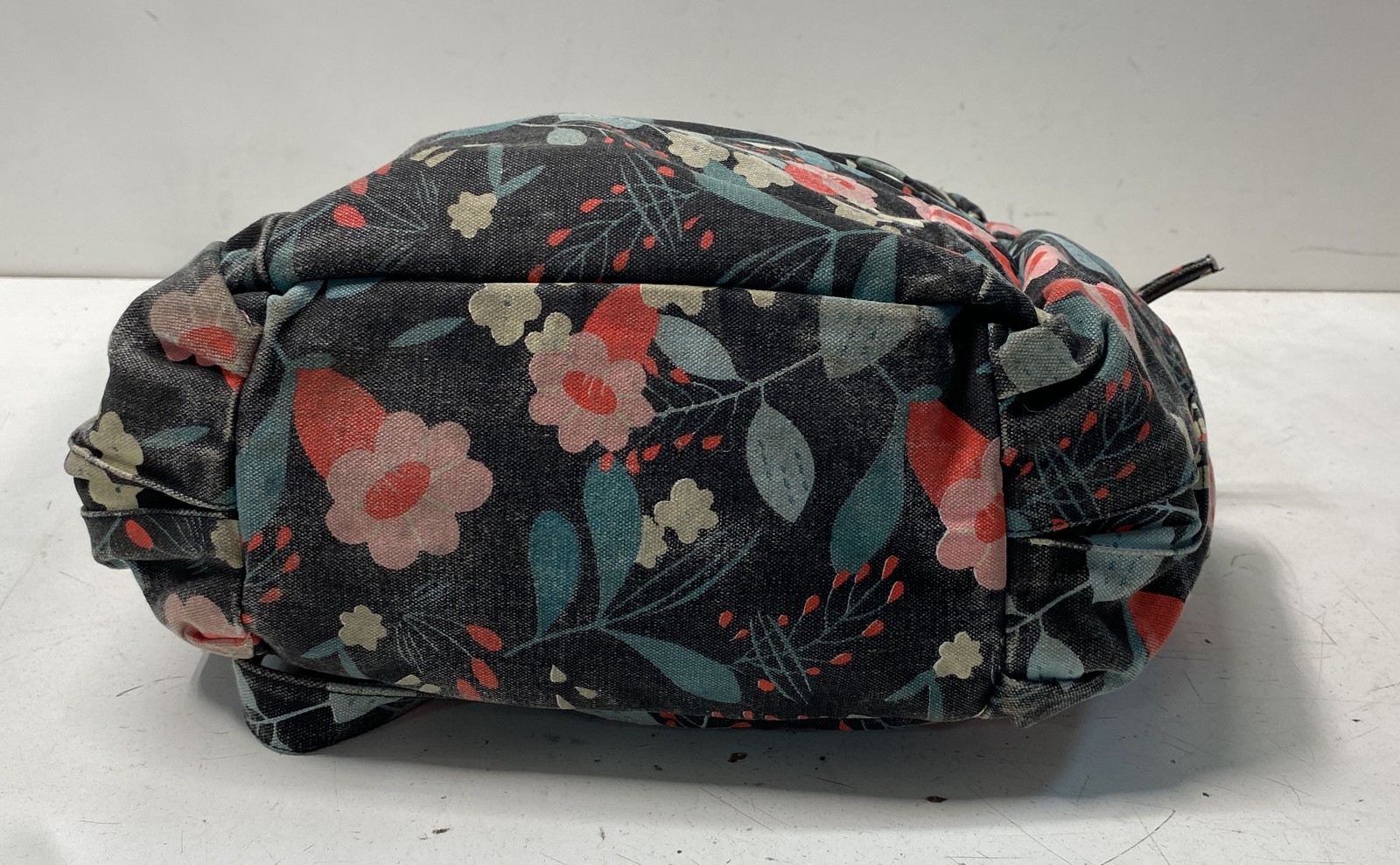 Terra Thread Black Floral Canvas Backpack Sustainable Eco-Friendly Daypack