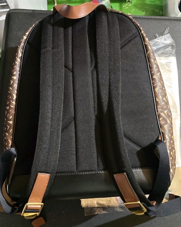 Burberry Medium London Check Monogram Stripe Backpack Bridle Brown