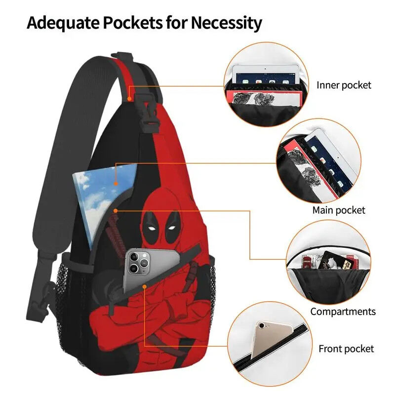 Casual Deadpool Sling Crossbody Backpack Men Shoulder Chest Bags for Traveling