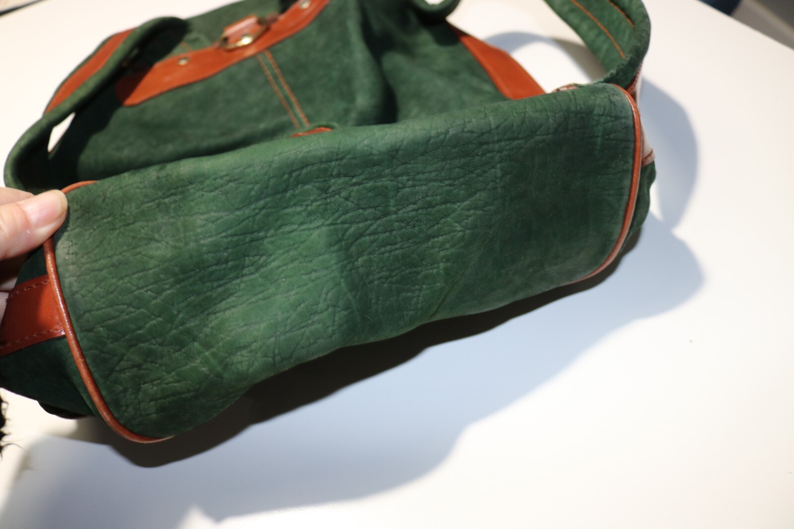 UK Henry Original Leather Suede Backpack Green and Tan Made in United Kingdom