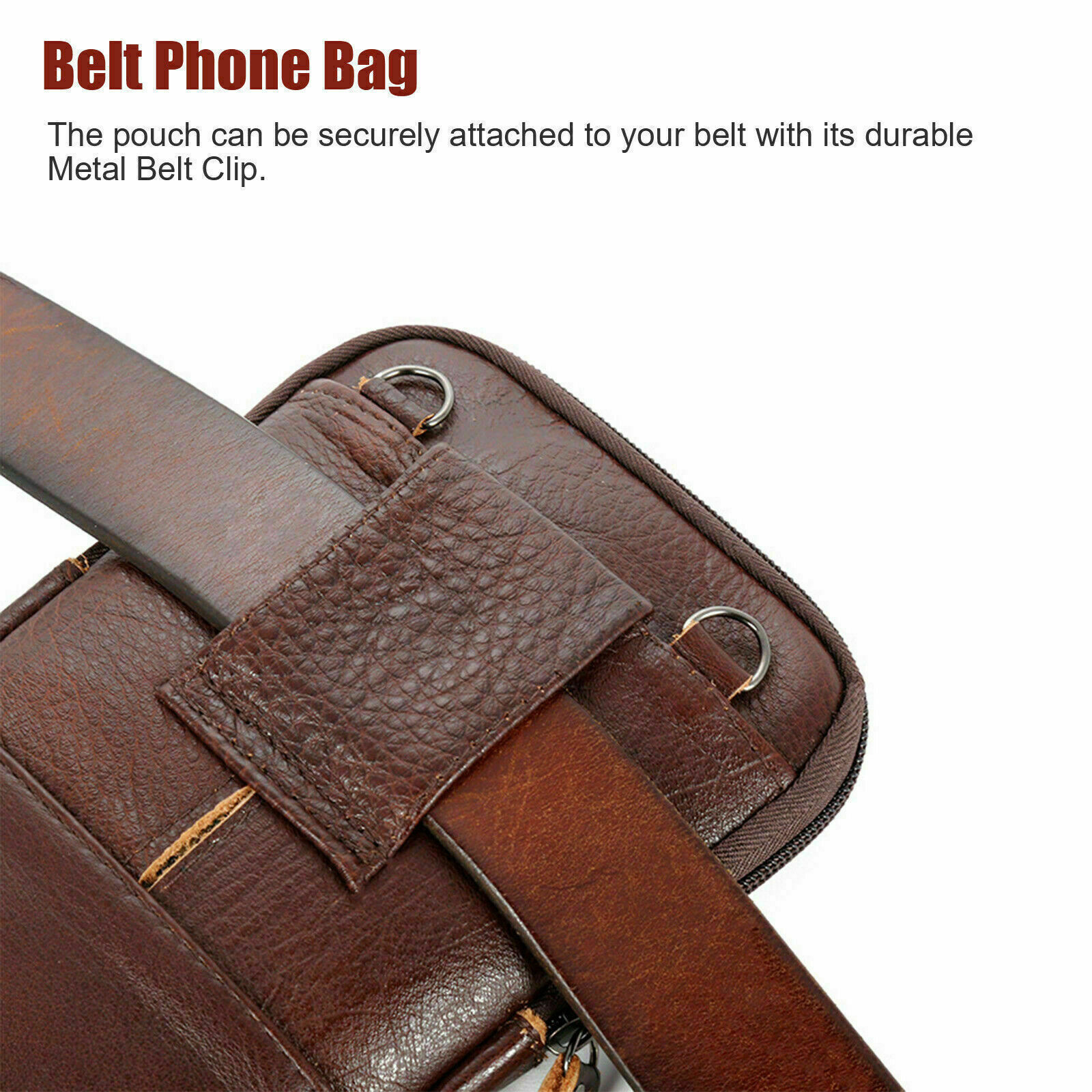 Leather Crossbody Shoulder Bags Men Belt Clip Phone Holster Case Belt Loop Pouch