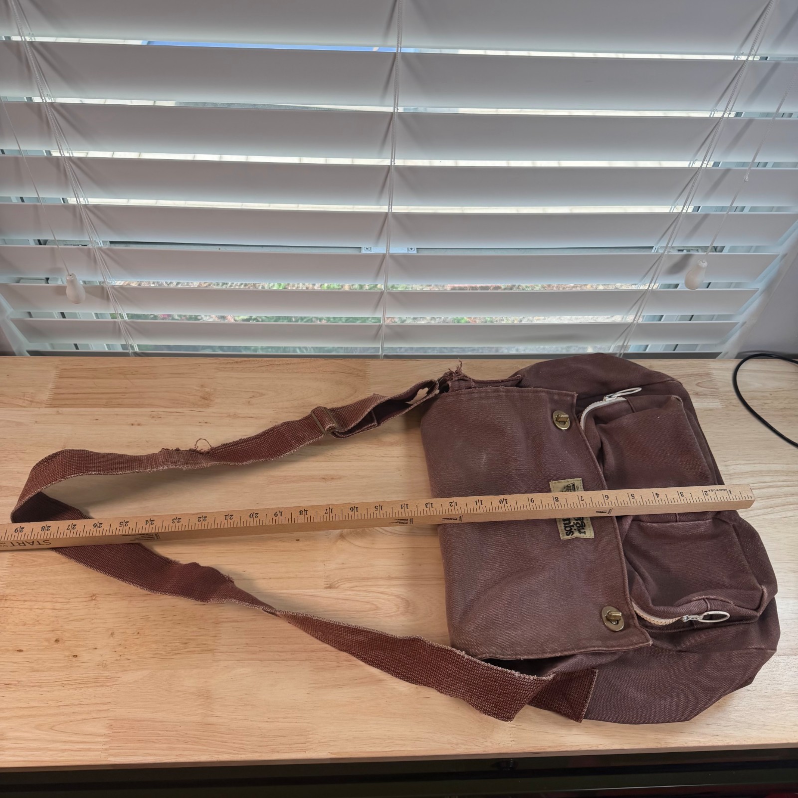 Lands’ End Square Rigger Brown Canvas Durable Classic Flap Front Messenger Bag