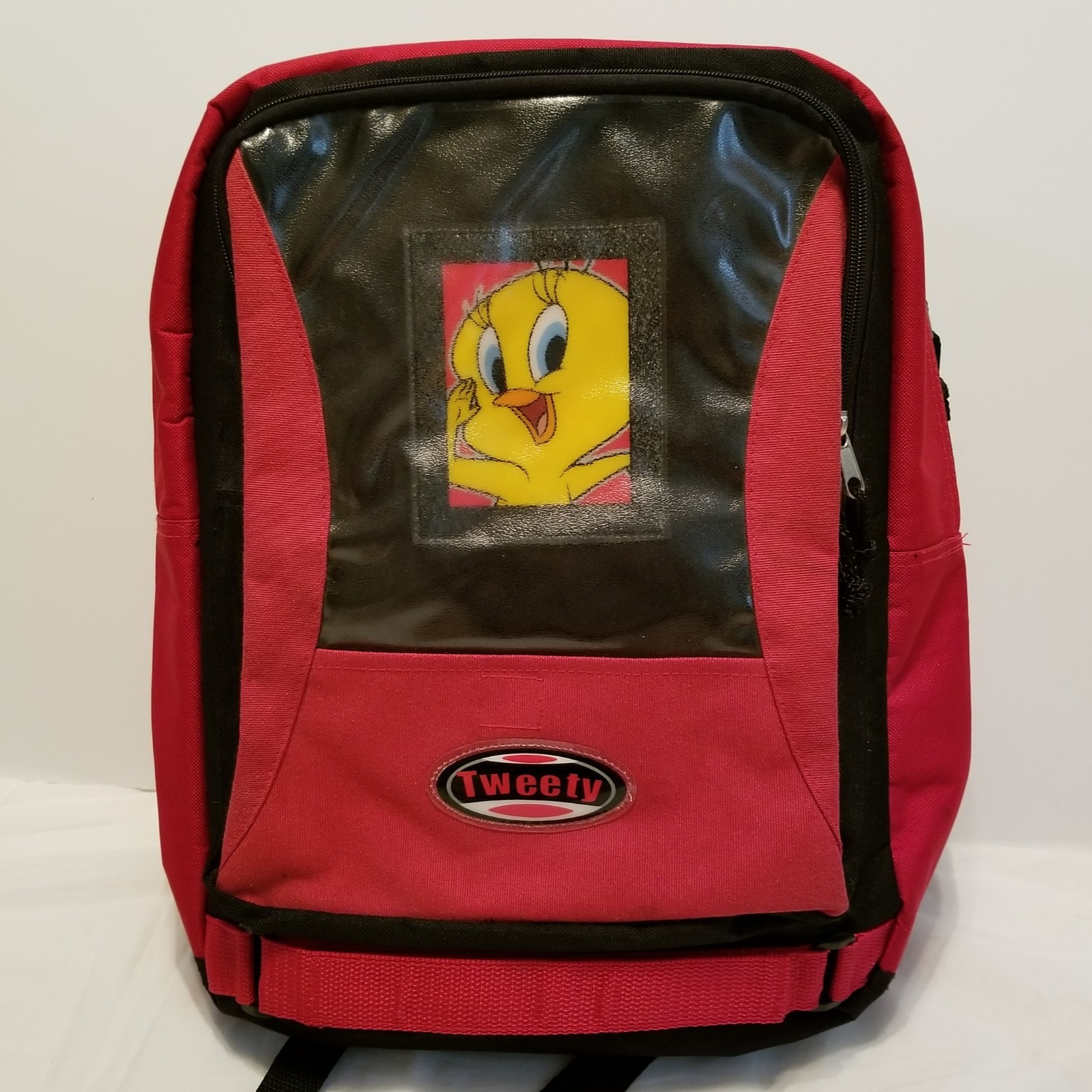 Tweety Bird Backpack Warner Brothers Bros Cotton Blend Canvas Black Red EUC