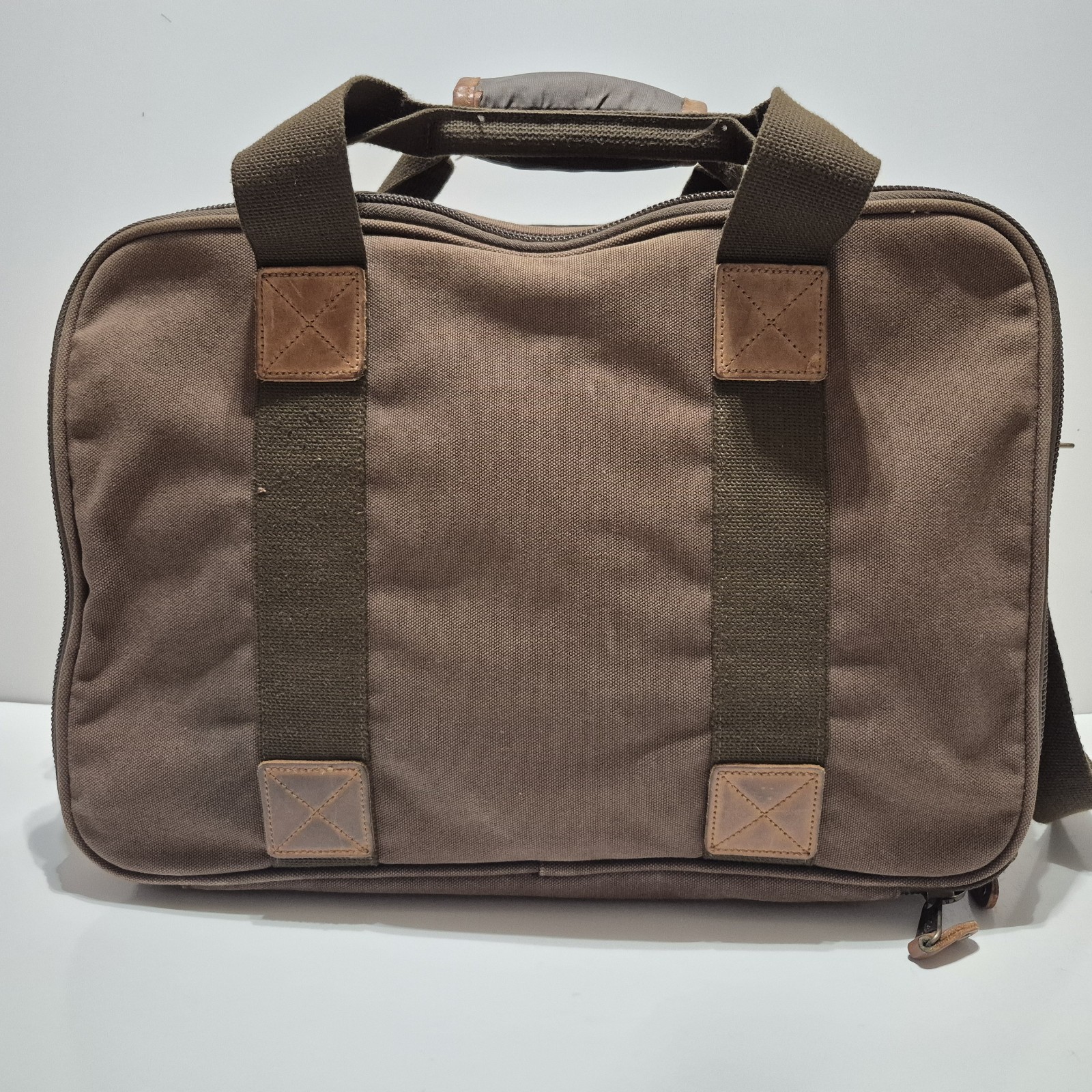 Cabela’s Brown Canvas Leather Large Messenger Laptop Carryon Travel Luggage Bag