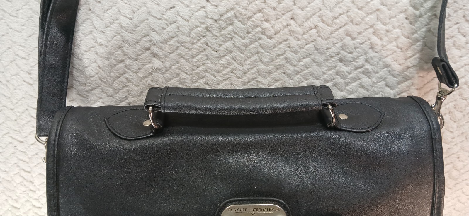 Unicco – Black Leather Bag – Document Holder – 12.5 x 8 x 3″ – Excellent Cond