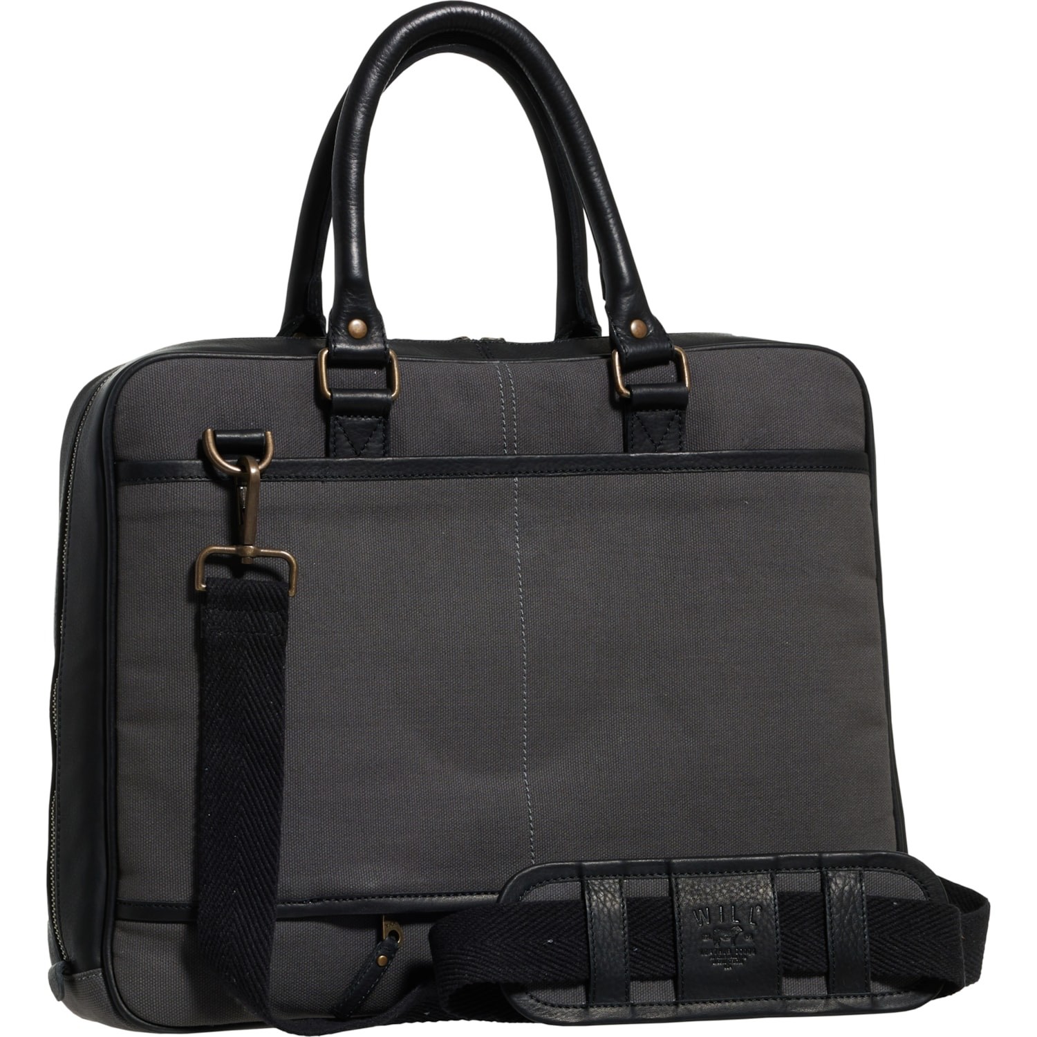 Will Leather Goods Commuter Collection Slim Briefcase Cotton Canvas Leather Trim