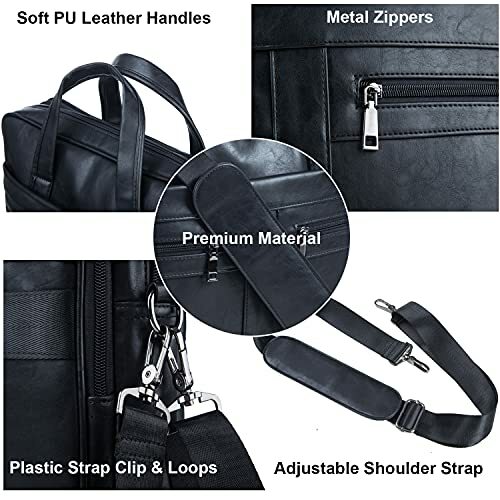 Men’s Leather Messenger Bag 15.6 Inches Laptop Briefcase Business Satchel Comput