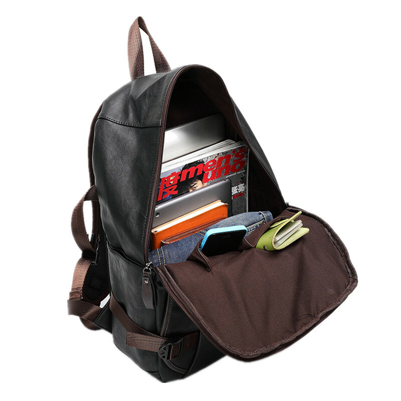 Men’s Vintage Backpack School Bag Travel Satchel PU Leather Laptop Bag Rucksack