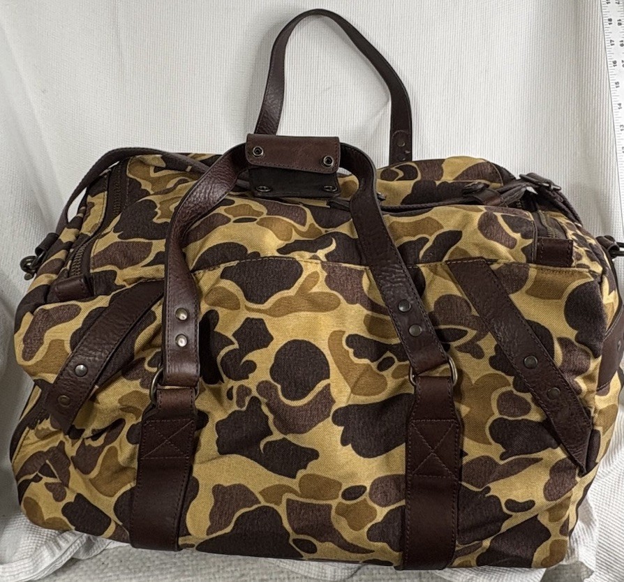 NWT Mission Mercantile Campaign Waxed Canvas Medium Camouflage Field Duffle Bag
