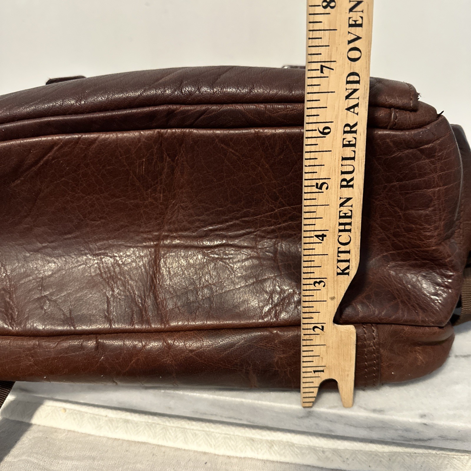 Mancini Buffalo Leather Backpack 15.6″ Laptop Bag Brown Front /side Pockets RFID