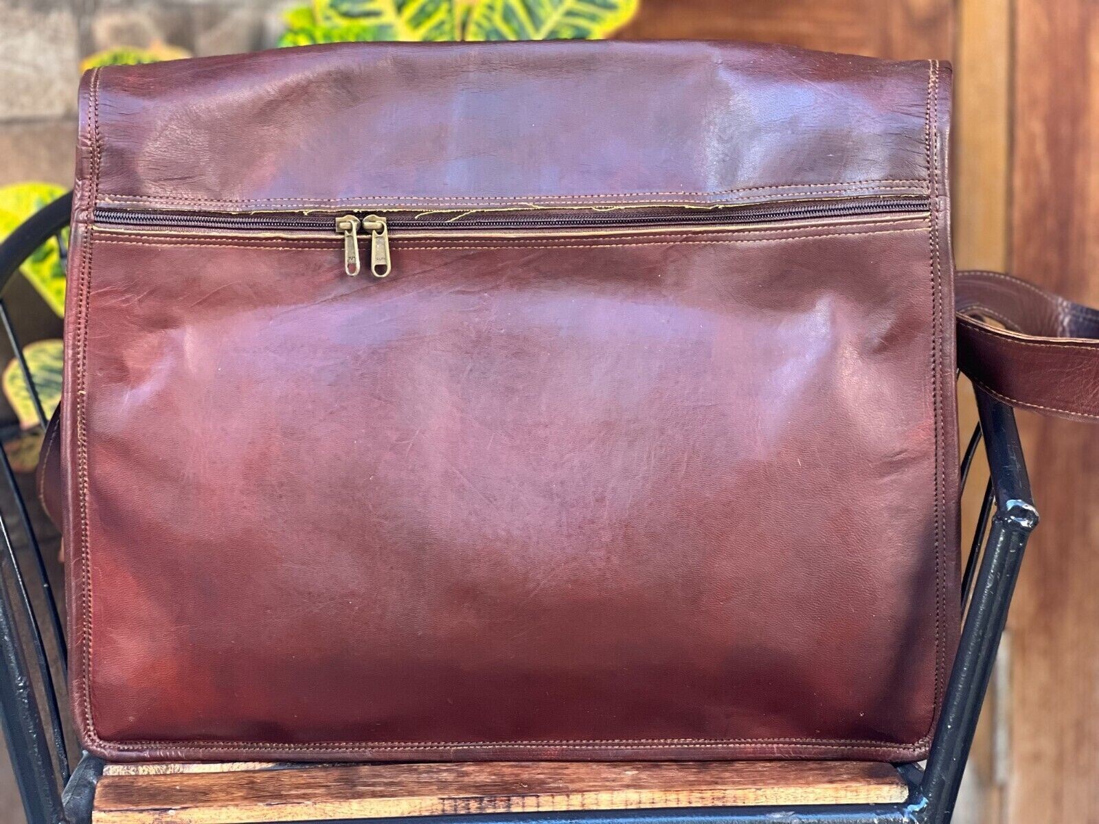 19 Inch Vintage Brown Leather Messenger Shoulder Laptop Bag Briefcase Men’s New