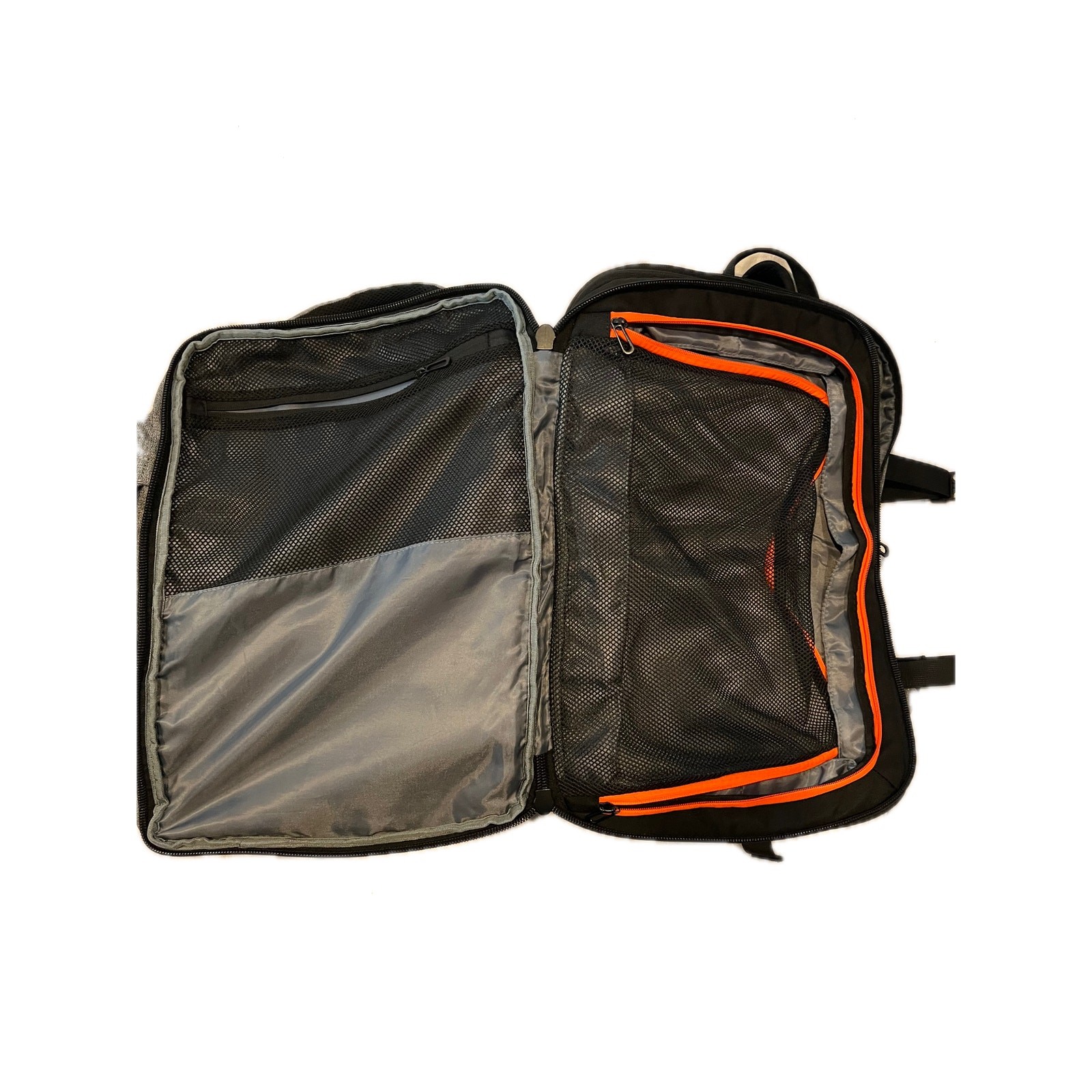 Clamshell Gray Black Padded Backpack 20″ Tall