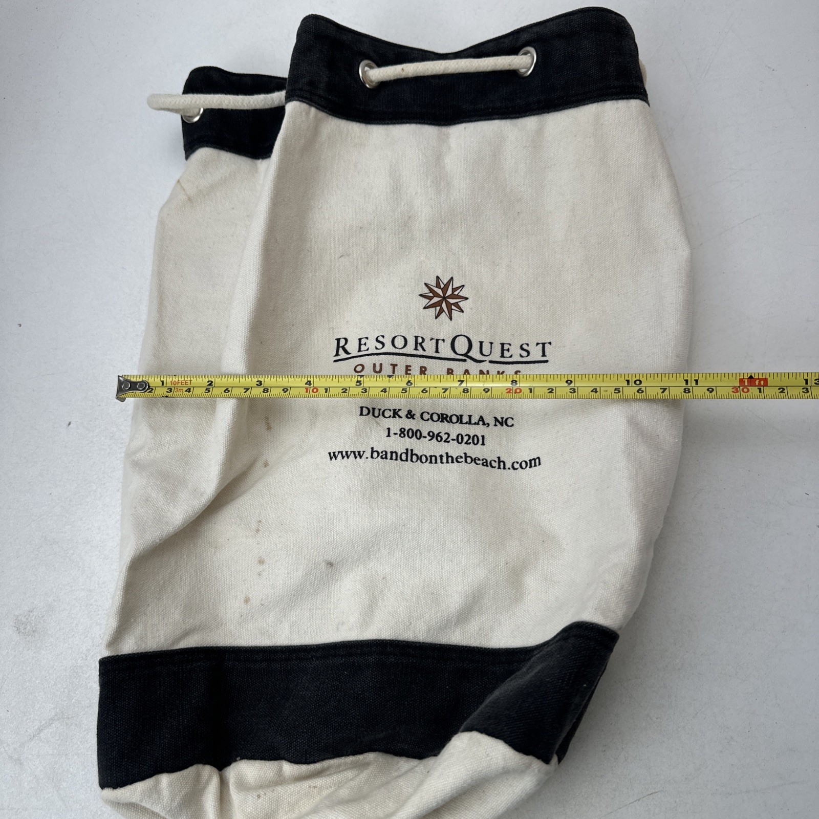Resort Quest Outer Banks Drawstring Canvas Bag Duck & Corolla NC North Carolina