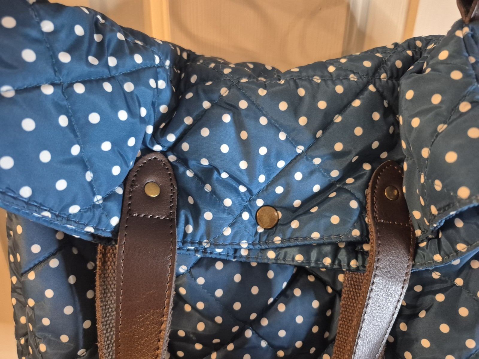 ROOTOTE Quilt 2-Way Bag Crossbody Shoulder Polka Dots Blue And White
