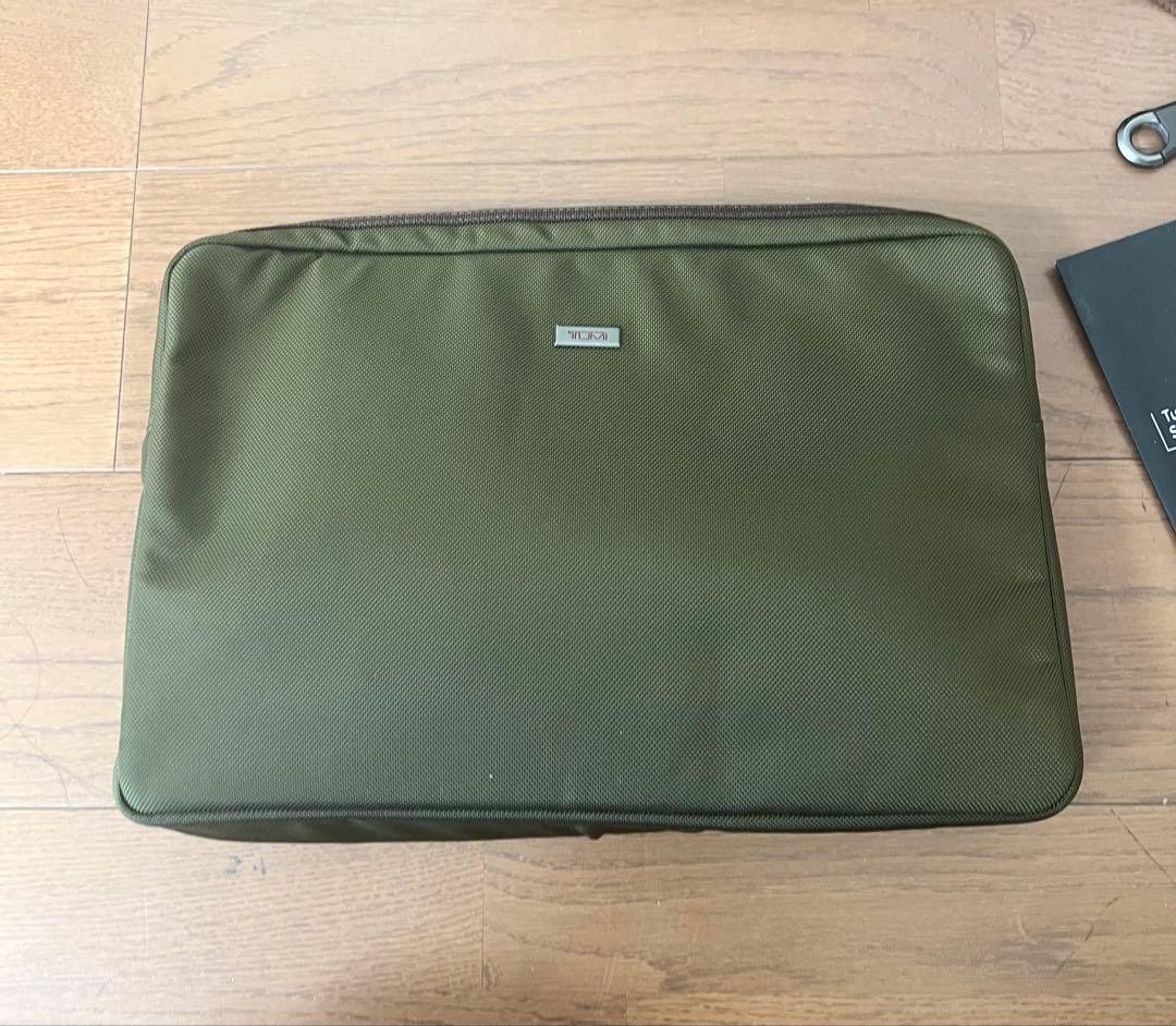 TUMI Alpha Expandable Business Bag 2Way Khaki Olive Nylon Leather PC Storage